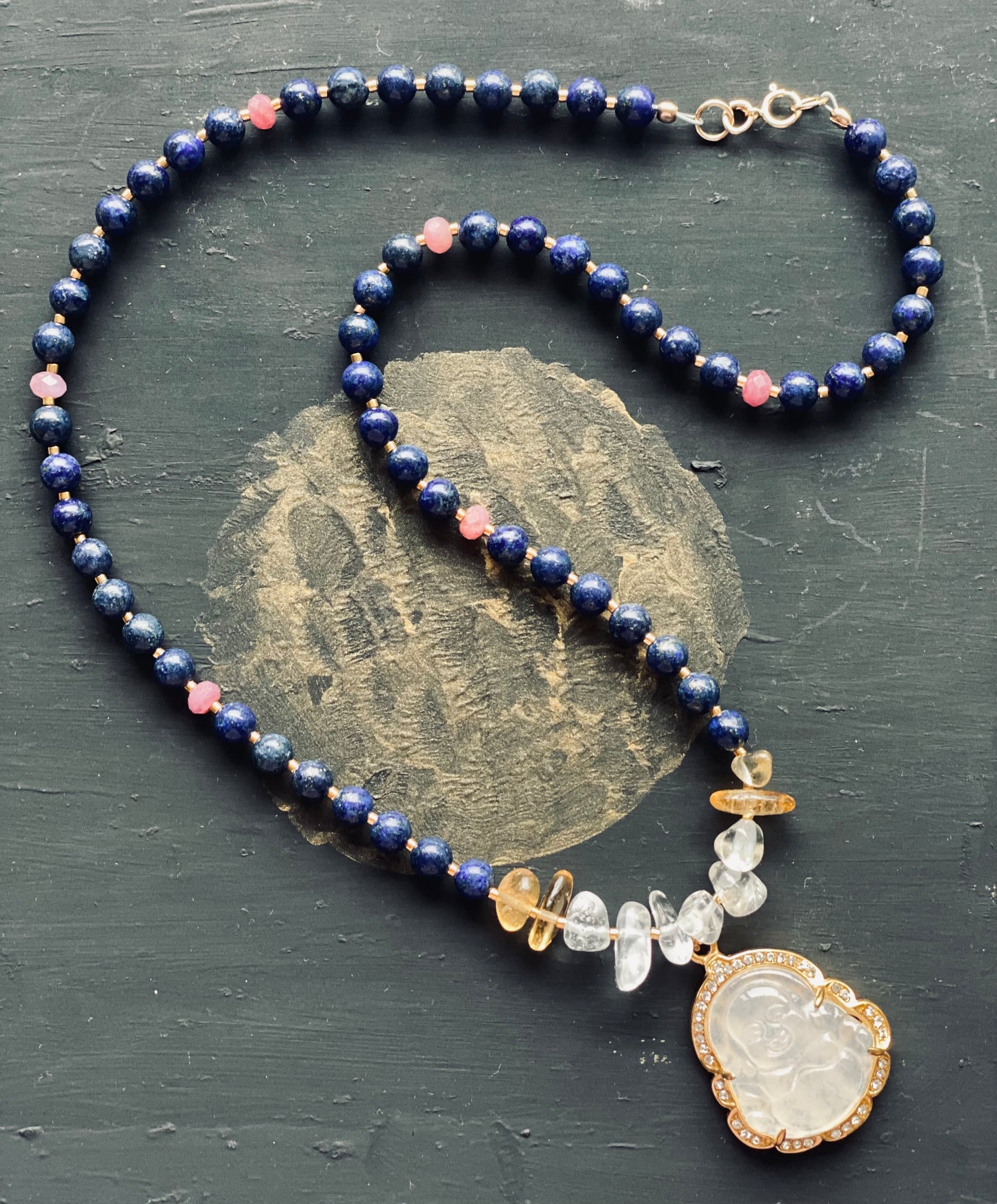 Gemstone Buddha Necklace Handmade - Moon Room Shop and Wellness