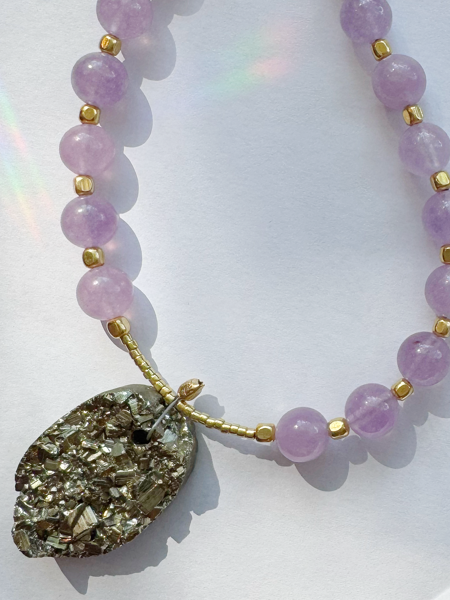 Soul Pretty Pyrite + Lavender Amethyst Handmade Gold Fill Necklace