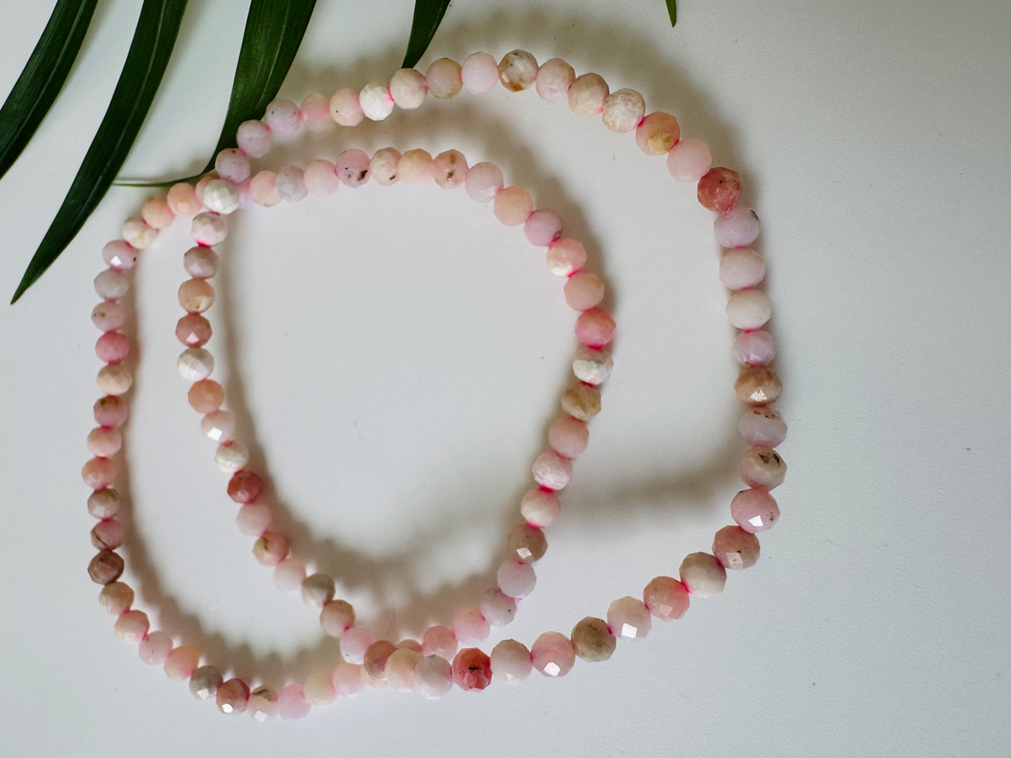 Faceted Natural Pink Opal Stretch Bracelet 4mm - Moon Room Shop and Wellness