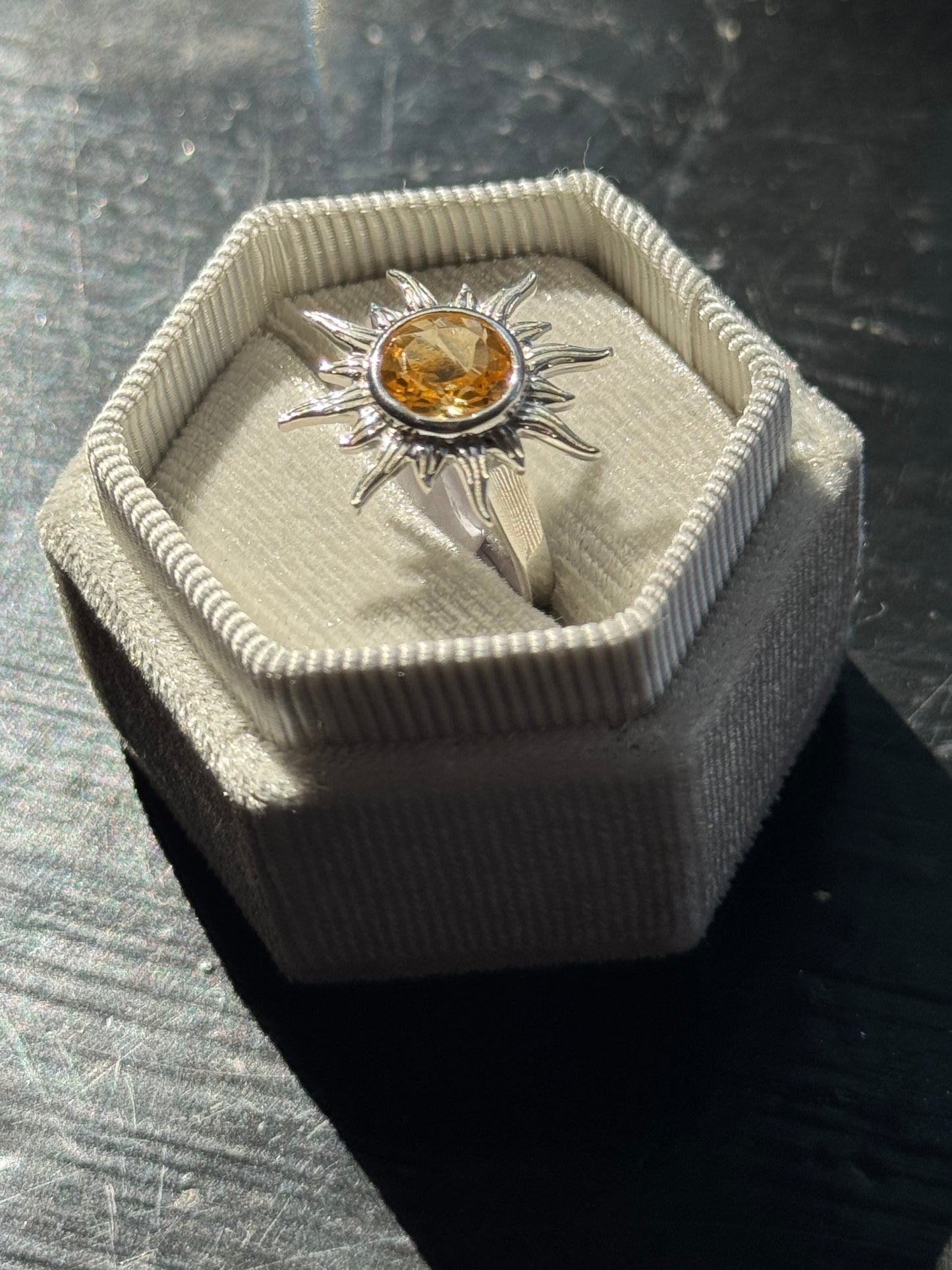 Citrine Sunshine Sterling Silver Ring Size 7