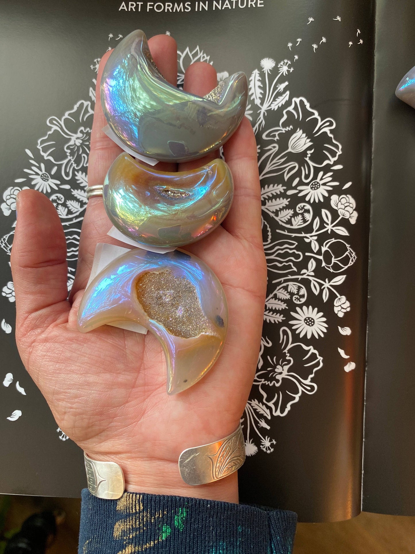Aura Agate Crescent Moon with Druzy - Moon Room Shop and Wellness