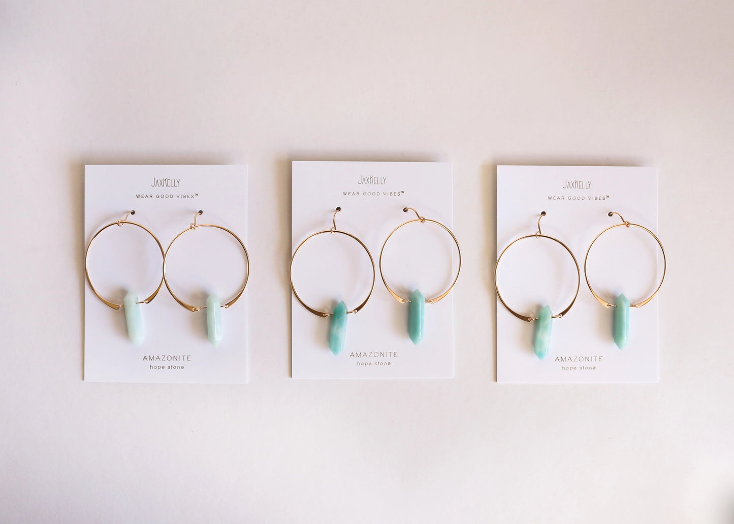 Amazonite Hoops 18 kt Gold Plated Brass w Sterling Posts - Moon Room Shop and Wellness