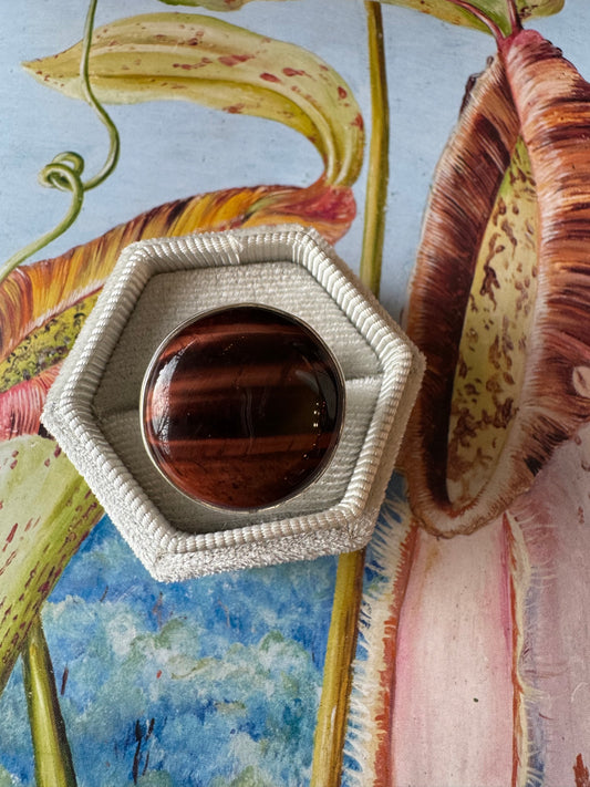 Red Tigers Eye Sterling Silver Ring Adjustable - Moon Room Shop and Wellness