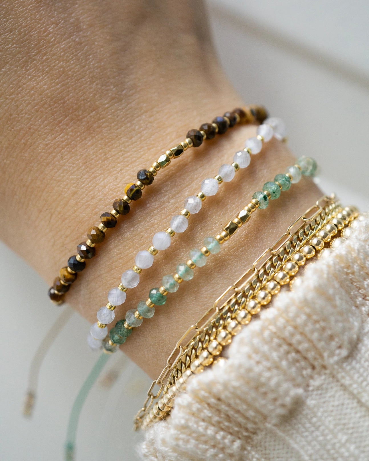 Green Aventurine Healing Gemstone Stacking Bracelet - Moon Room Shop and Wellness