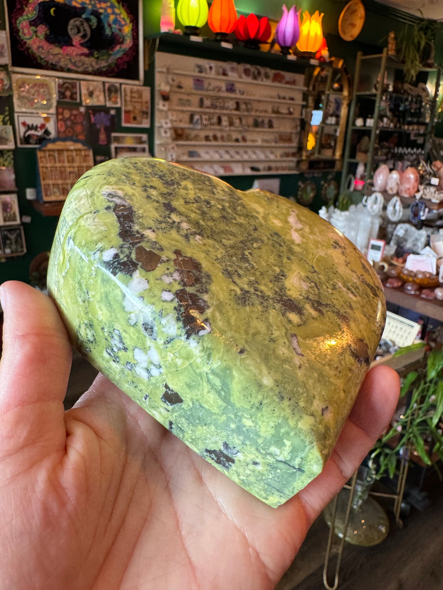 Serpentine with Pyrite Heart 2.69 lb- Mexico- Beauty! - Moon Room Shop and Wellness