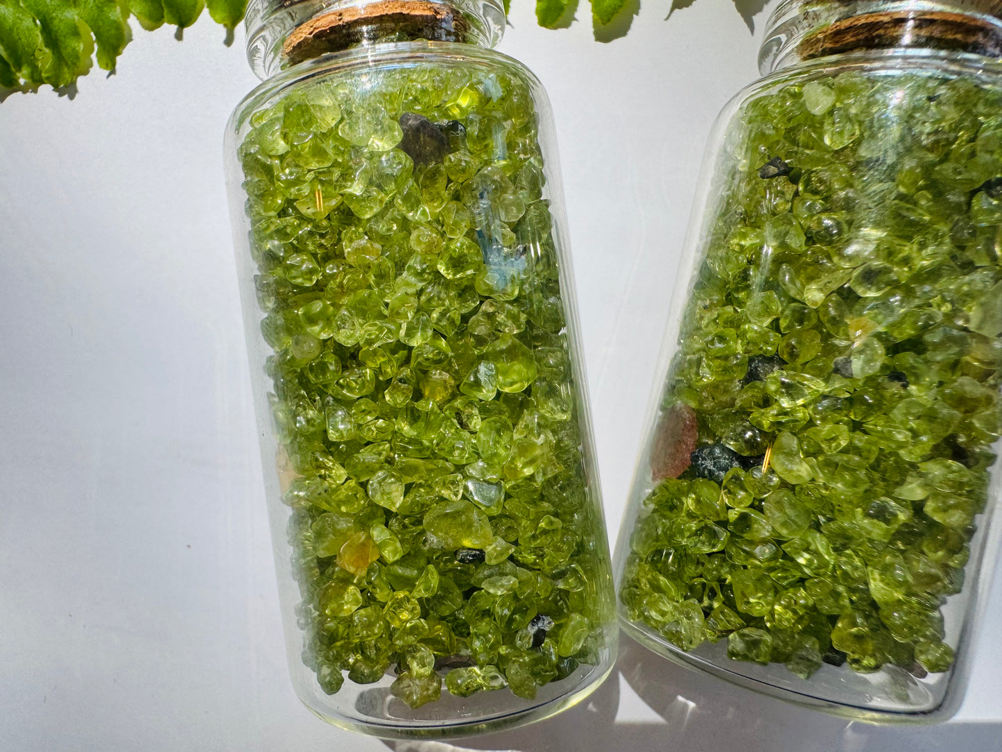 Peridot Gem Chip 25 ml Glass Jar - Moon Room Shop and Wellness