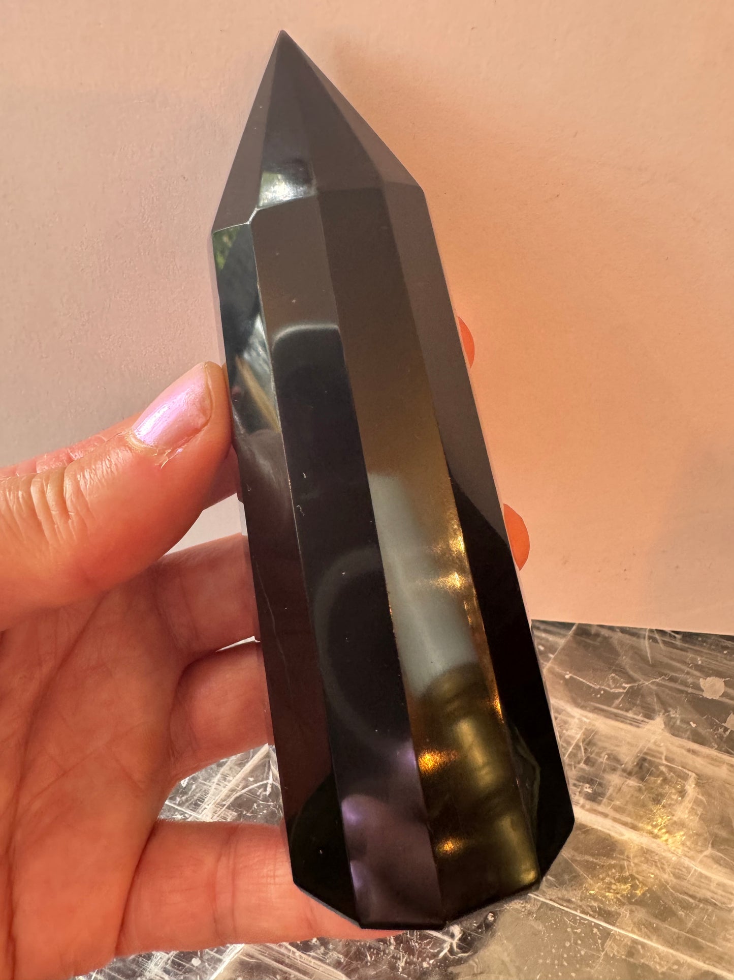 Black Obsidian Faceted Tower 220 g - Moon Room Shop and Wellness