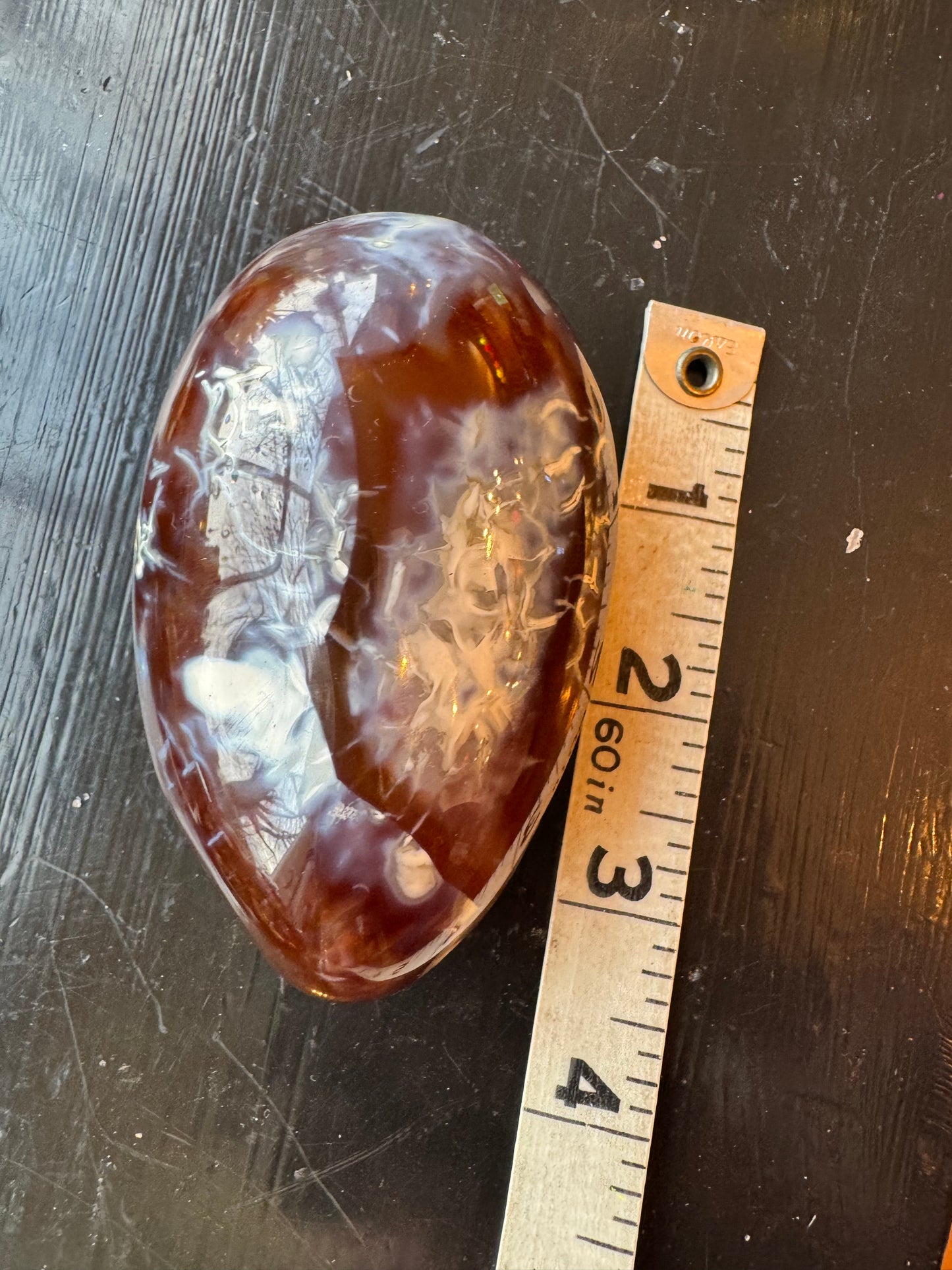 Carnelian Orca Agate Palm Stone 257 g - Madagascar - Moon Room Shop and Wellness