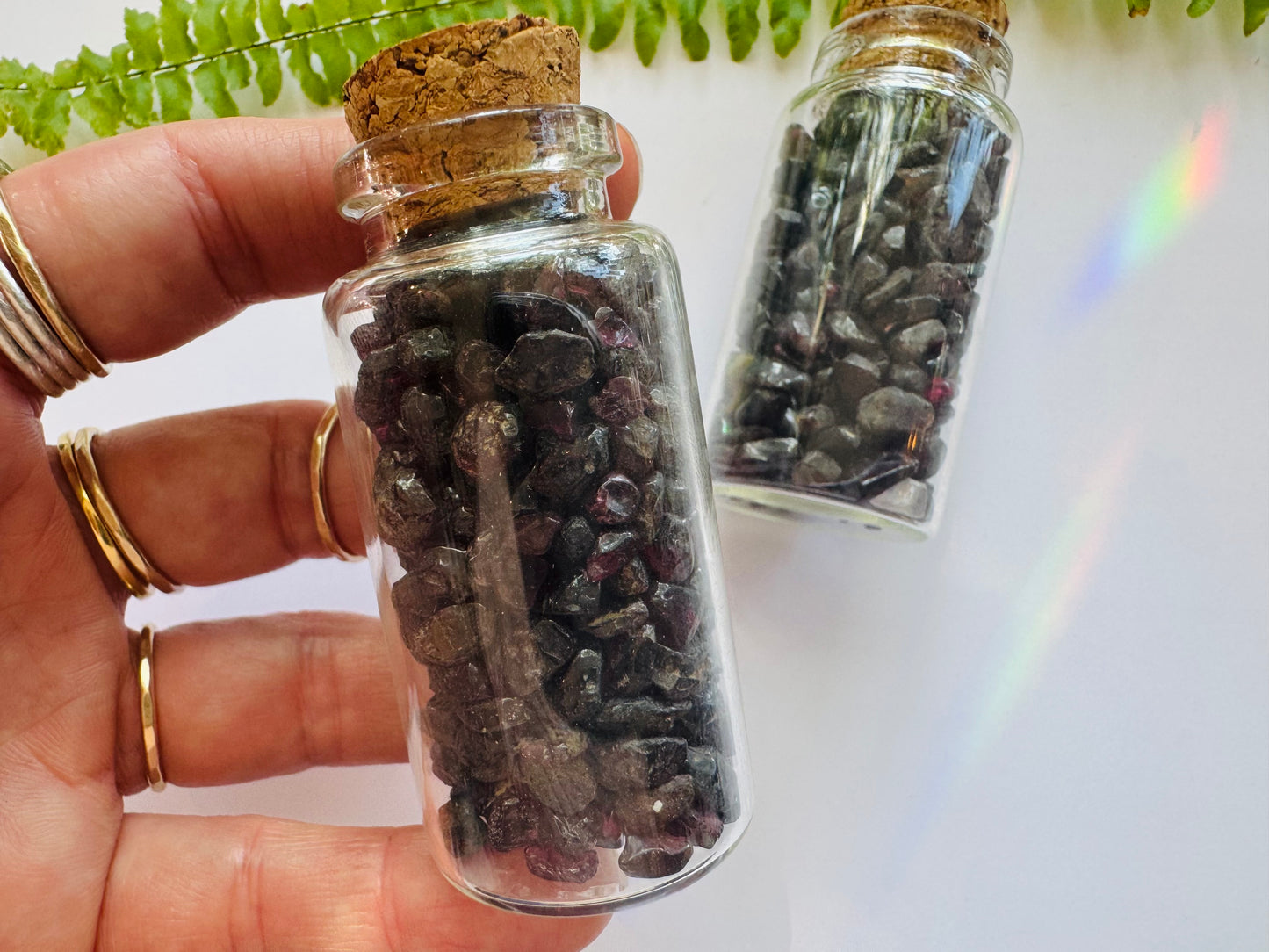 Garnet Gem Chip 25 ml Glass Jar - Moon Room Shop and Wellness