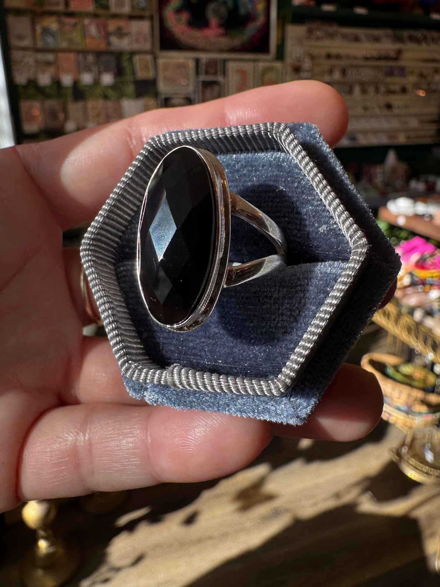 Black Obsidian Sterling Silver Ring Size 7 - Moon Room Shop and Wellness