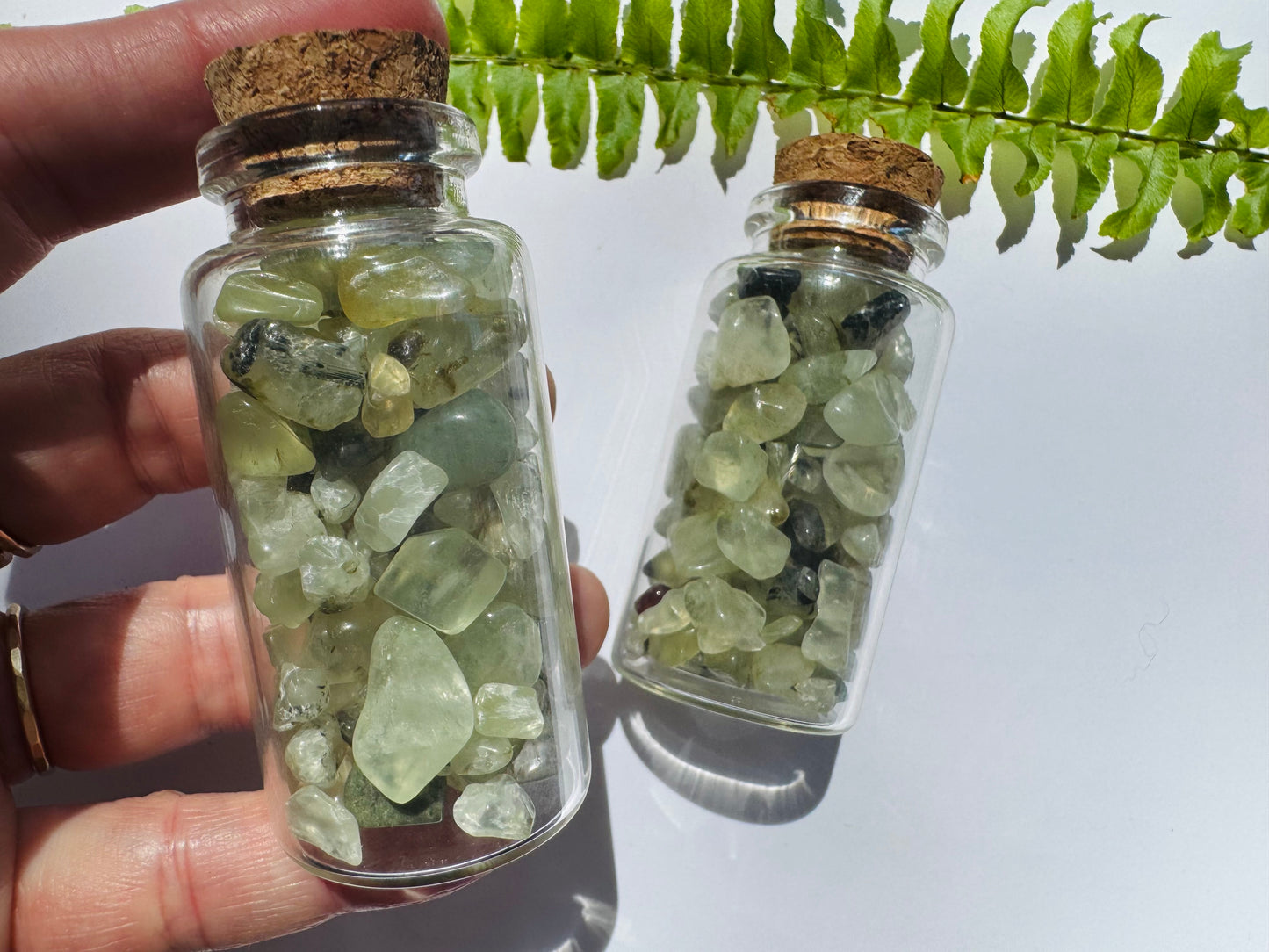 Prehnite Gem Chip 25 ml Glass Jar - Moon Room Shop and Wellness