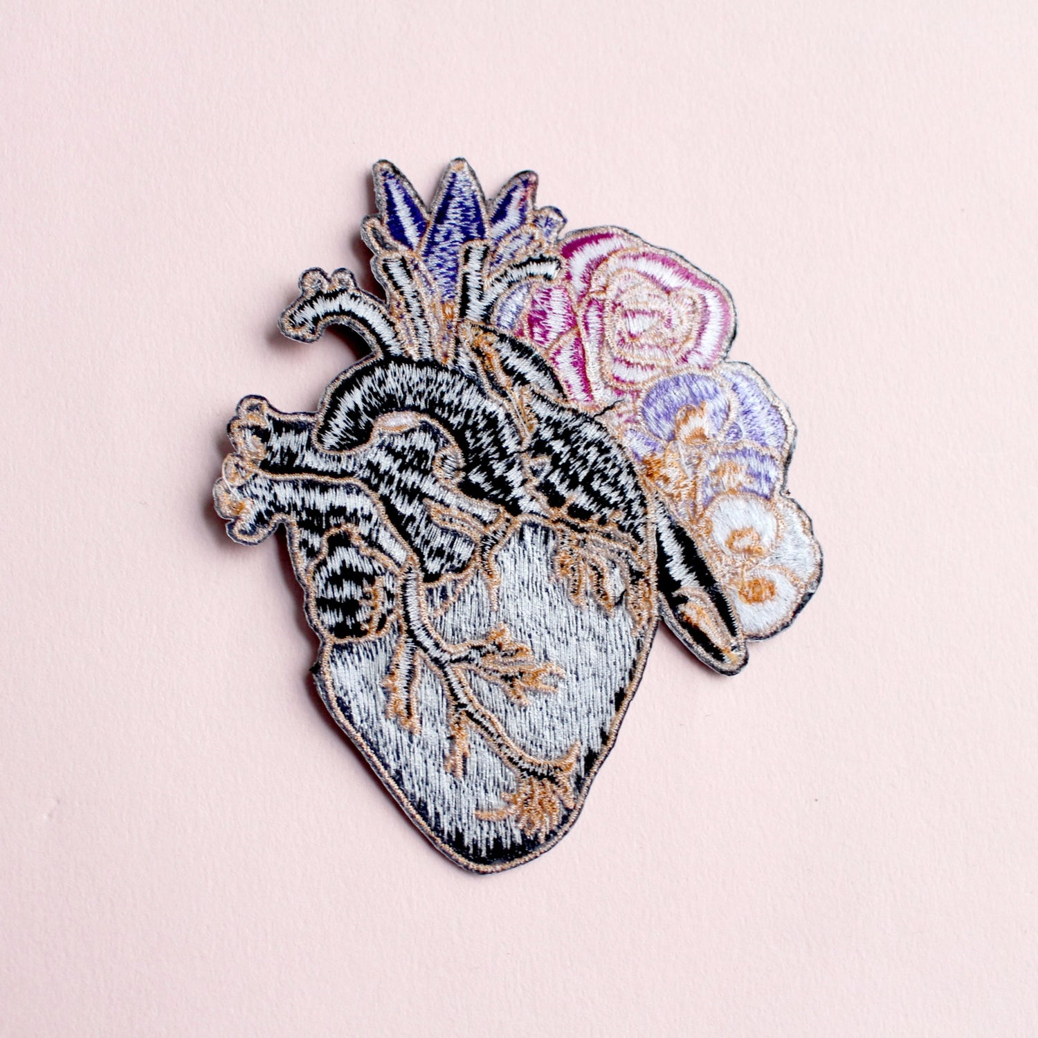 Anatomical Heart Embroidered Iron-On Patch - Moon Room Shop and Wellness