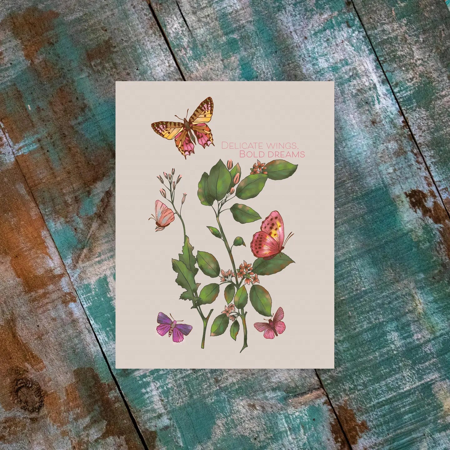 Delicate Wings Bold Dreams Card - Blank Inside - Moon Room Shop and Wellness