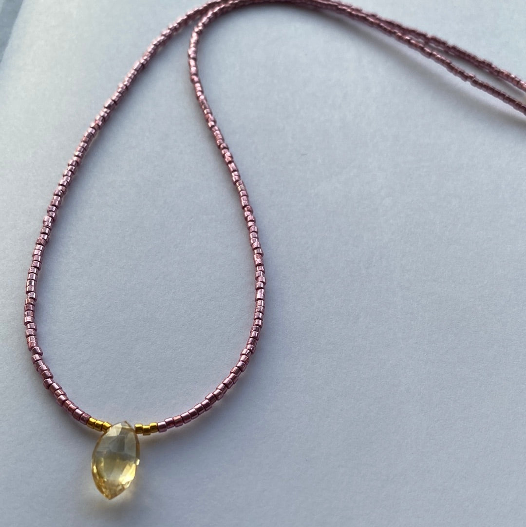 Citrine + Seed Bead Handmade Choker Necklace - Moon Room Shop and Wellness