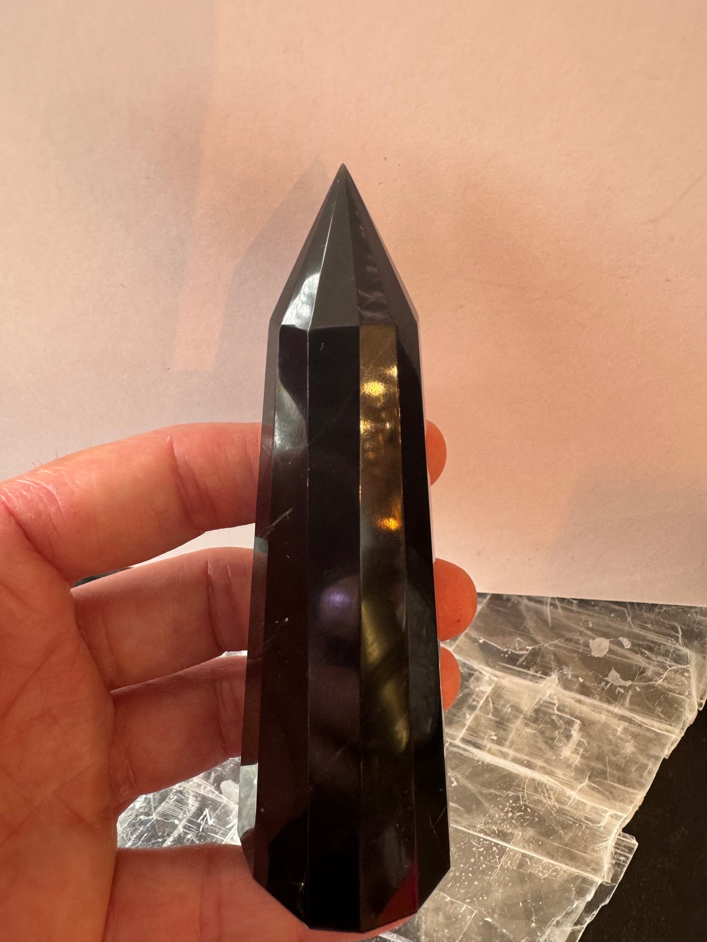 Black Obsidian Faceted Tower 121 g - Moon Room Shop and Wellness