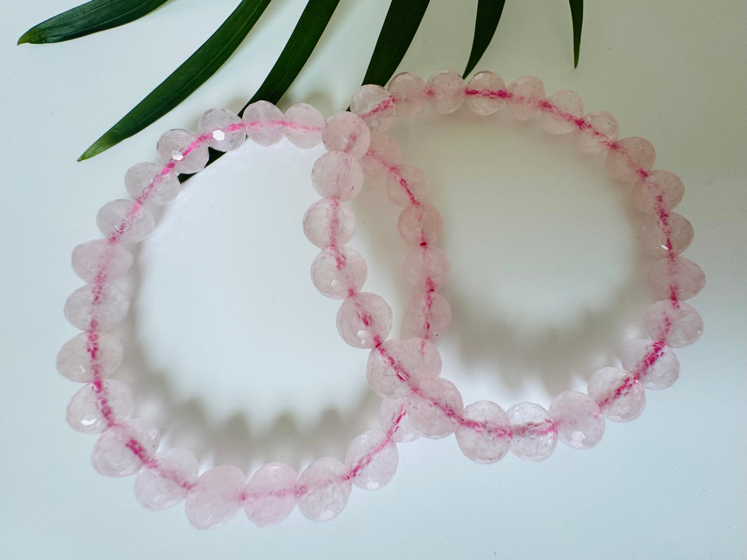 Natural Rose Quartz Faceted Stretch Bracelet  8mm - Moon Room Shop and Wellness