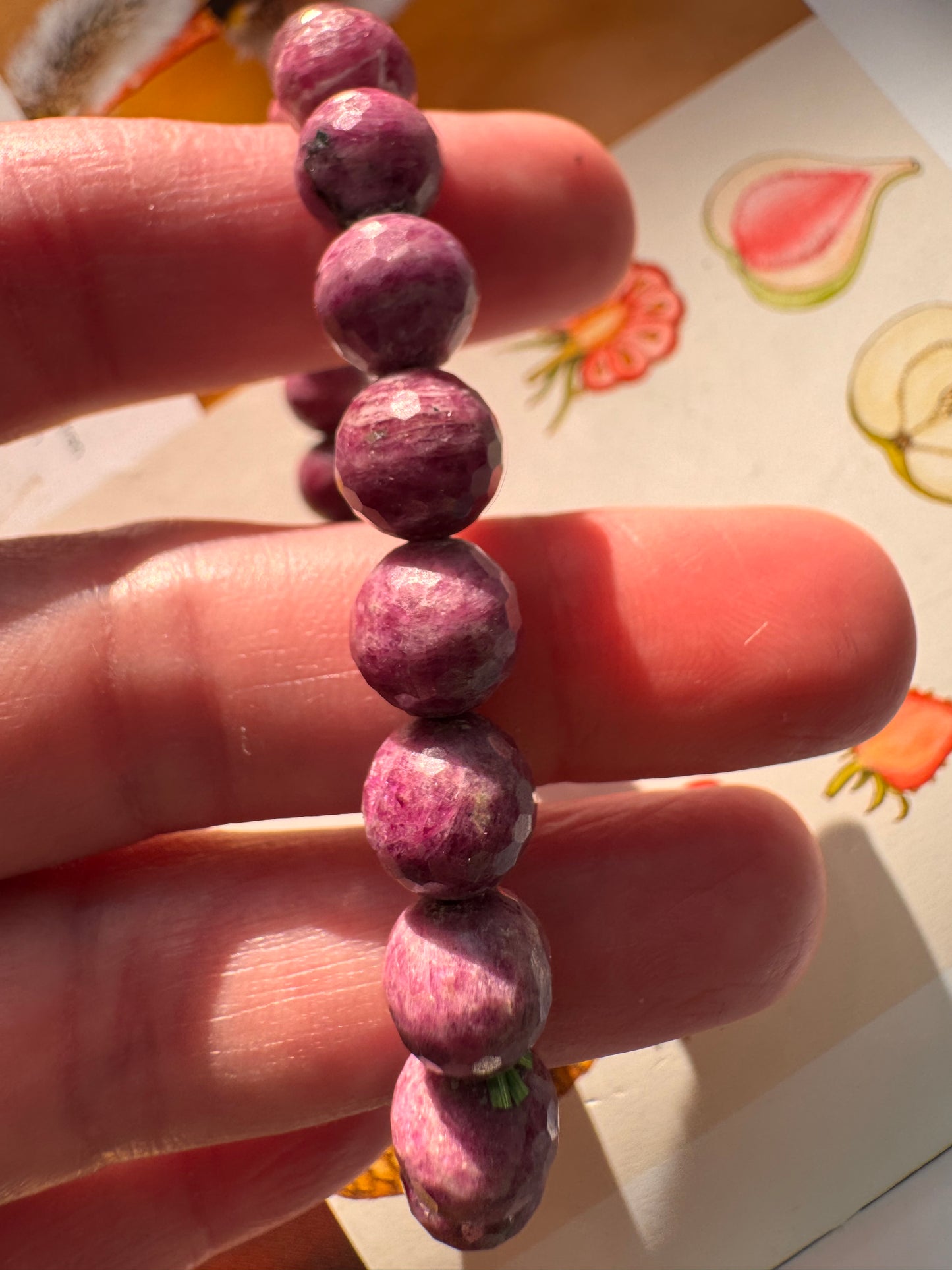Ruby Stretch Bracelet 10 mm UV reactive - Moon Room Shop and Wellness