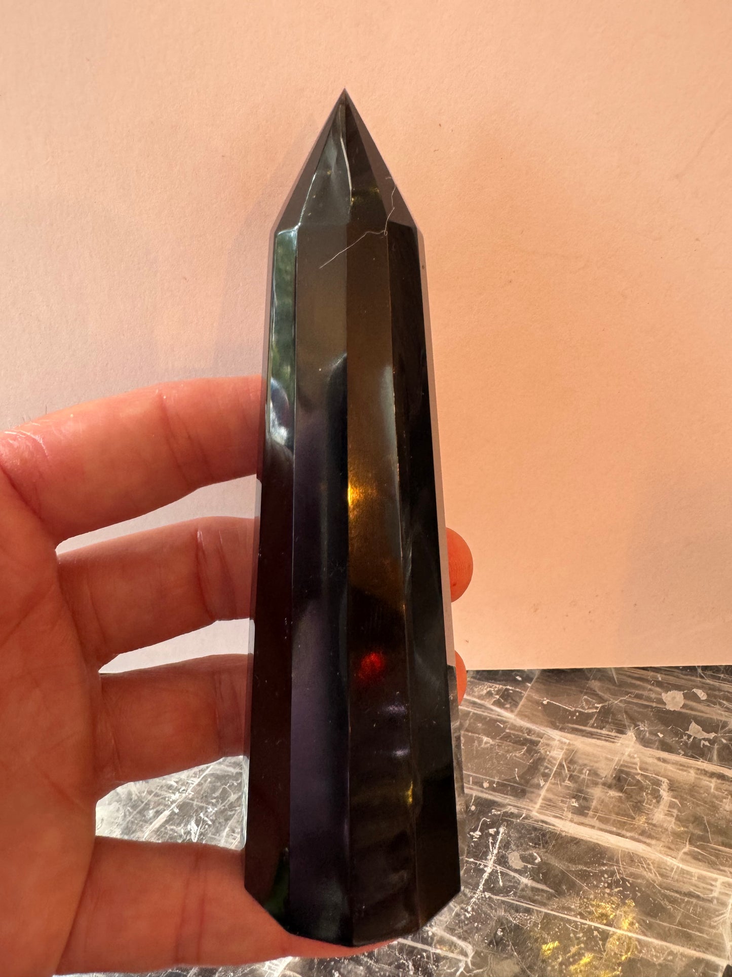 Black Obsidian Faceted Tower 145 g - Moon Room Shop and Wellness