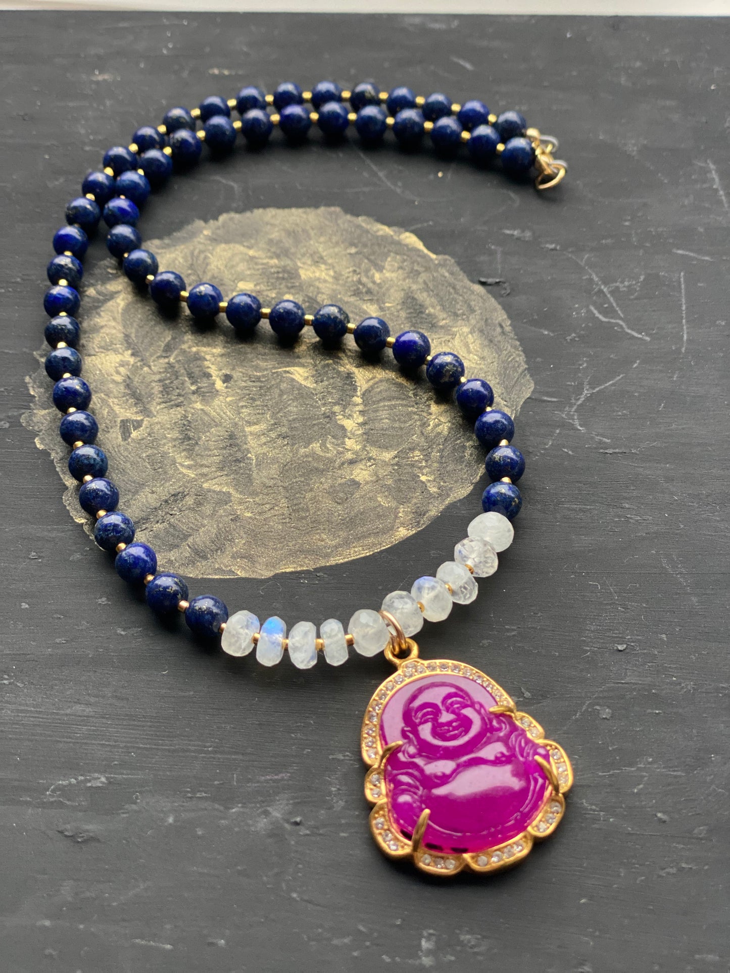 Gemstone Buddha Necklace Handmade - Moon Room Shop and Wellness