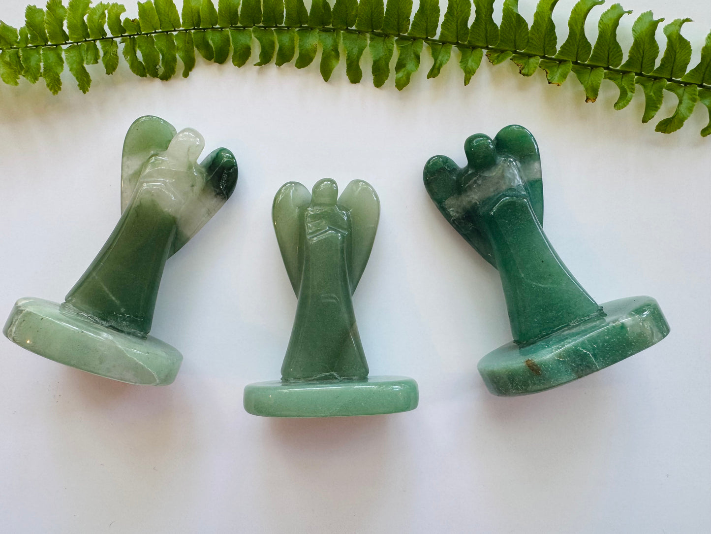 Green Aventurine + Quartz Angel w Base - Brazil - 2-2.5 inch - Moon Room Shop and Wellness