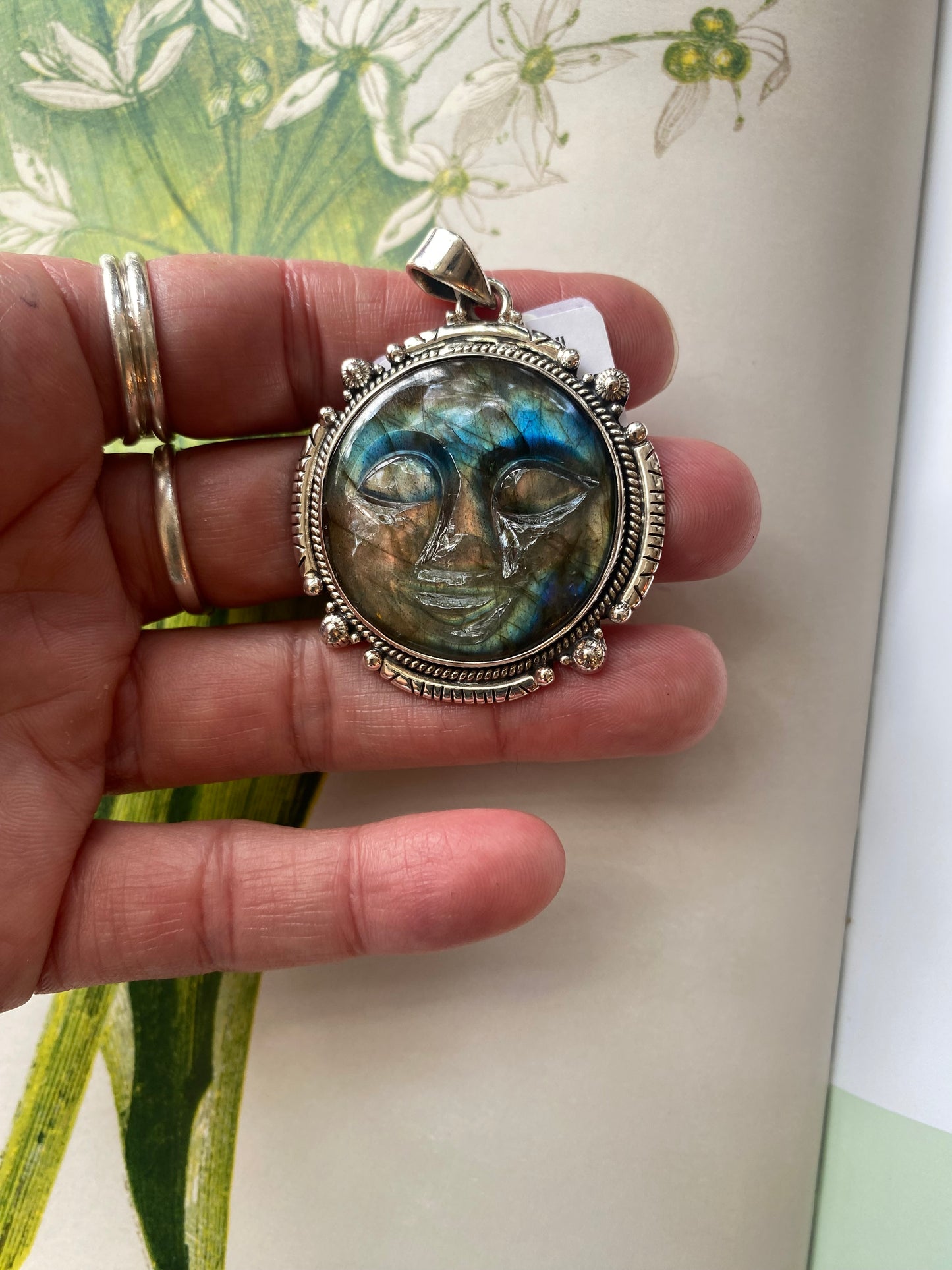 Labradorite Sterling Silver Moon Pendant - Moon Room Shop and Wellness