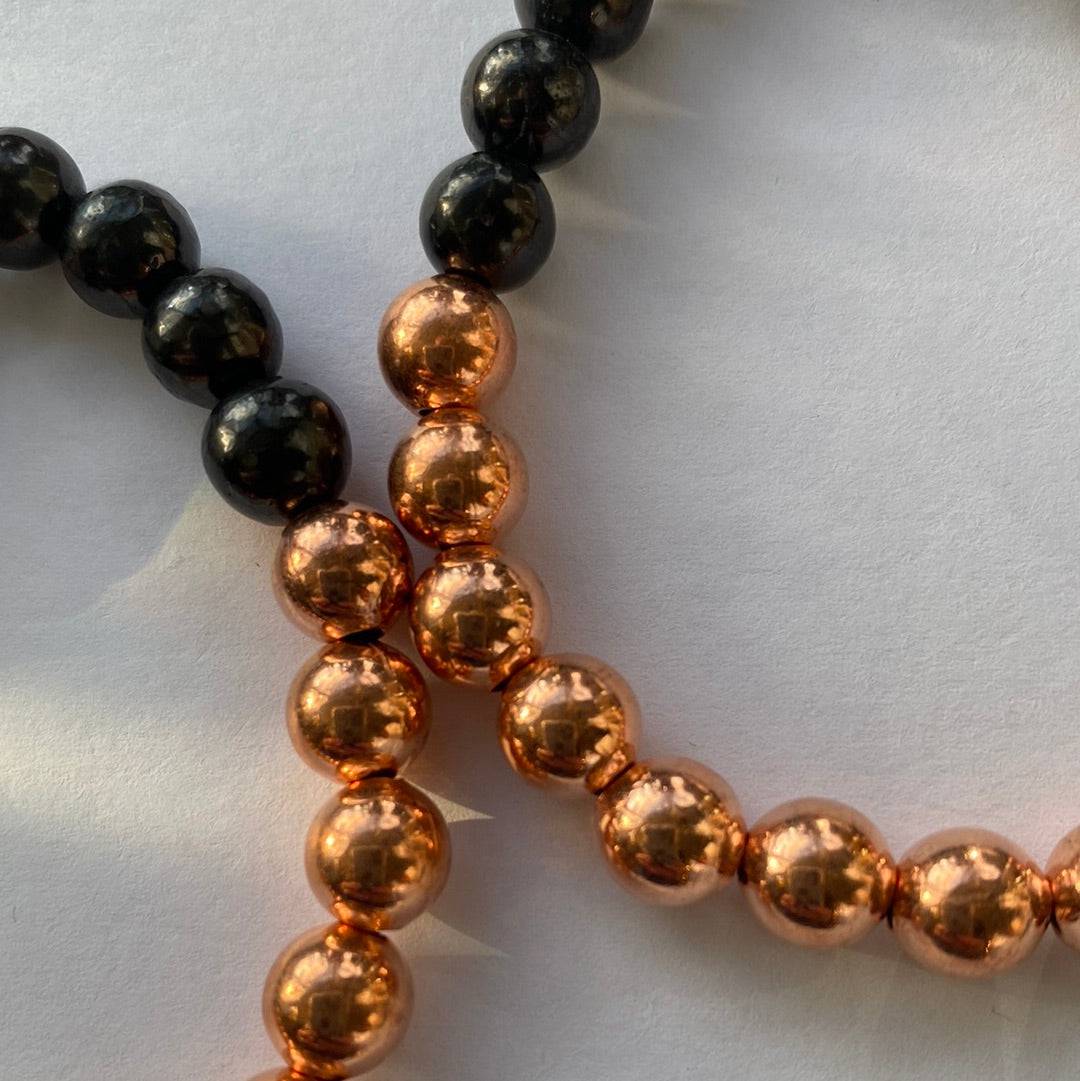 Shungite Copper Stretch Bracelet 8 mm - Moon Room Shop and Wellness