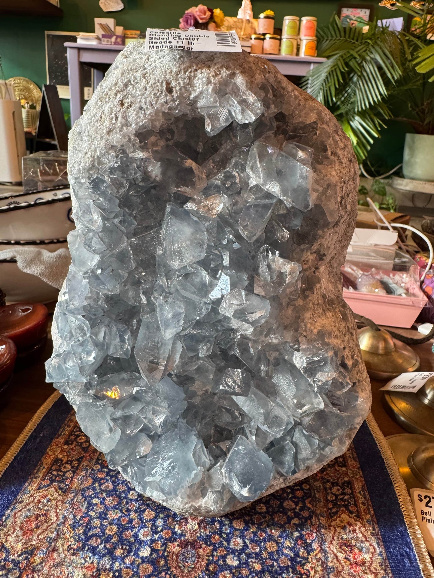 Large Celestite Standing Double Sided Cluster Geode 11 lb- Madagascar - Moon Room Shop and Wellness