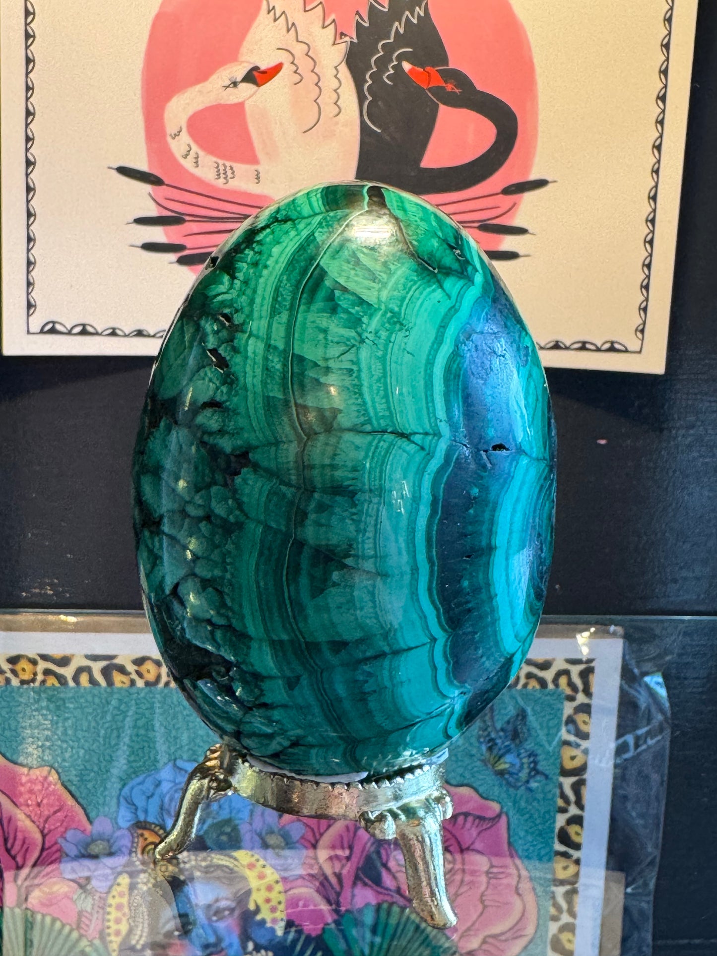 Malachite Egg with Stand 1.2 lb Congo Beauty - Moon Room Shop and Wellness