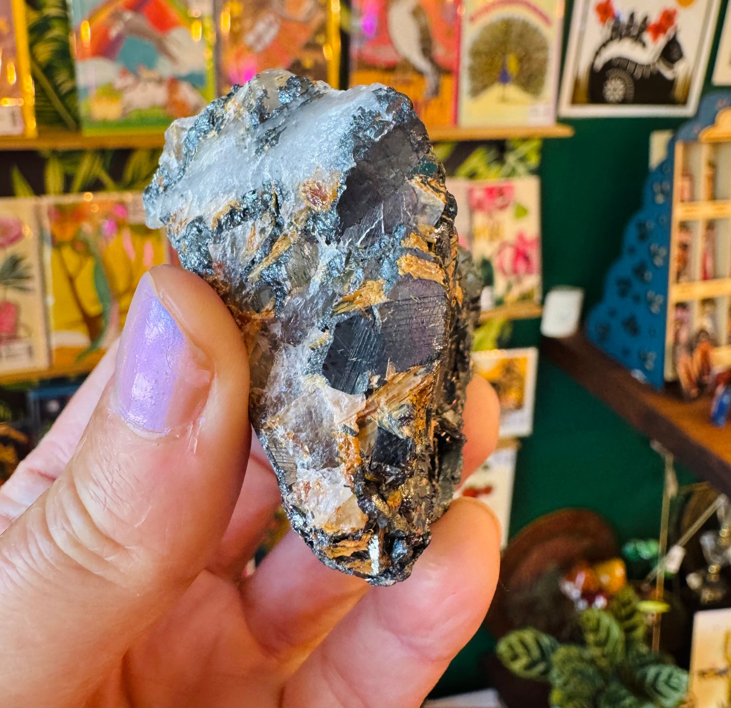 Hematite Specimen with Golden Rutile 172 g - Moon Room Shop and Wellness