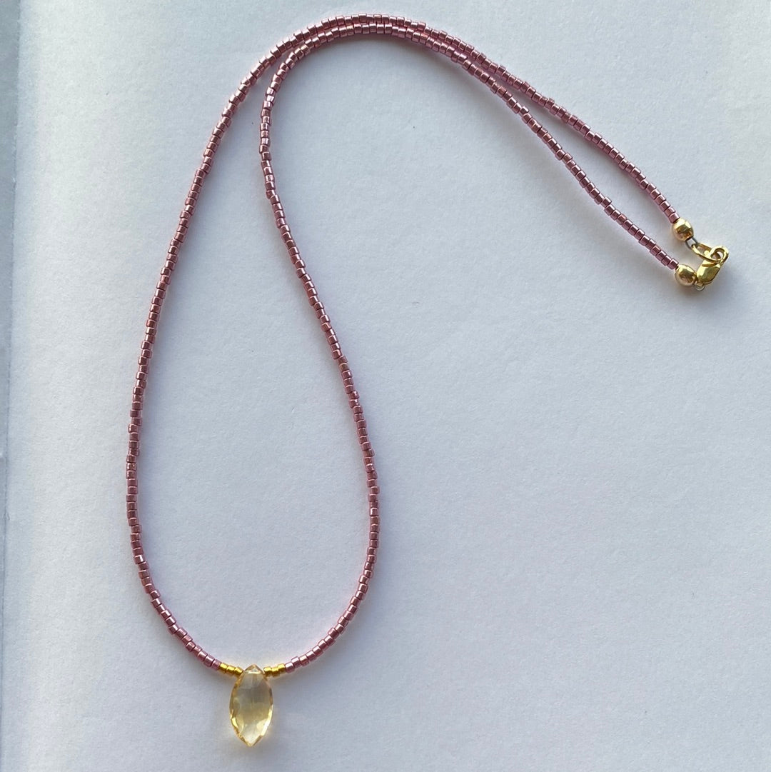 Citrine + Seed Bead Handmade Choker Necklace - Moon Room Shop and Wellness
