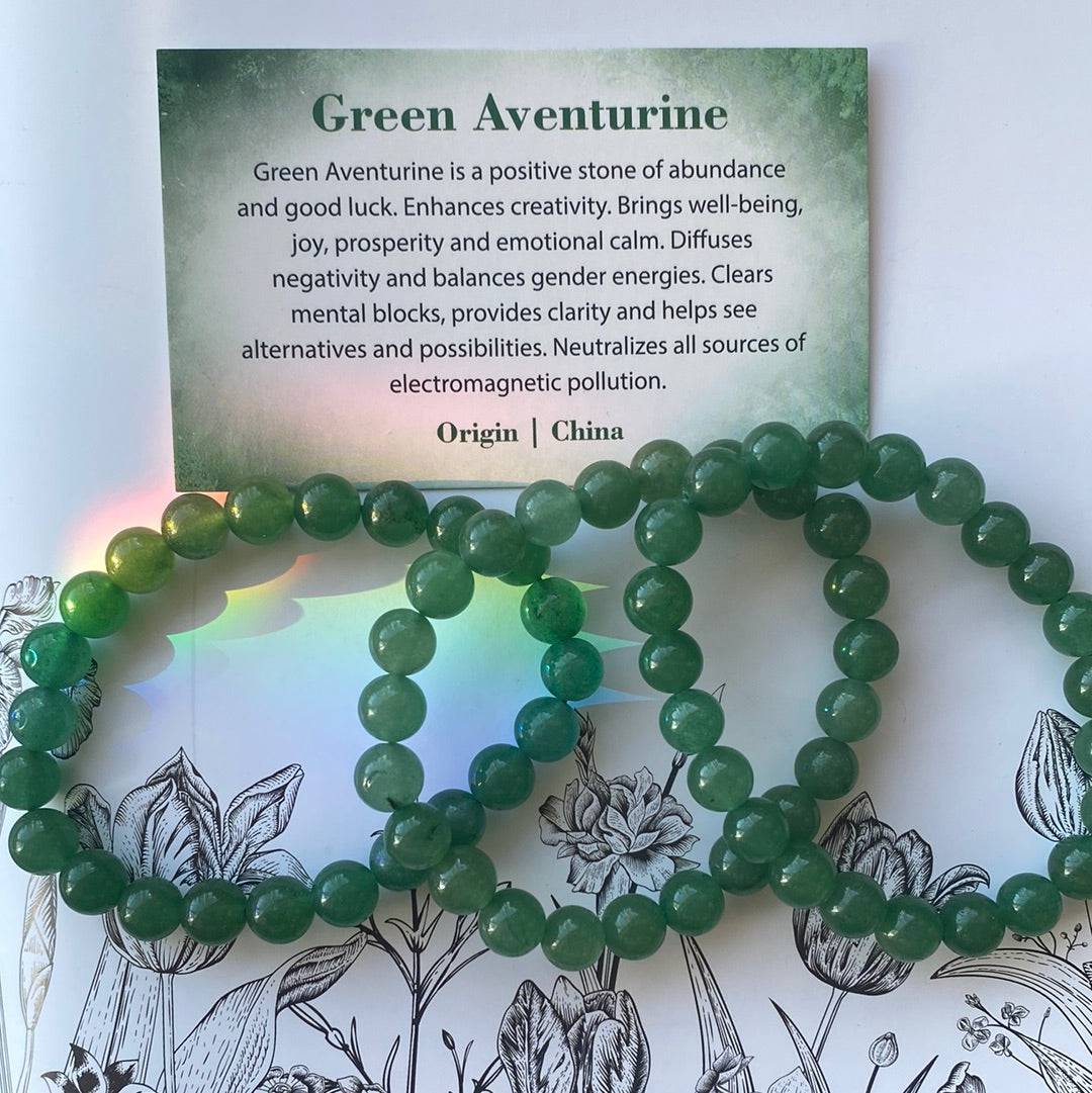 Green Aventurine Stretch Bracelet 8 mm - Moon Room Shop and Wellness