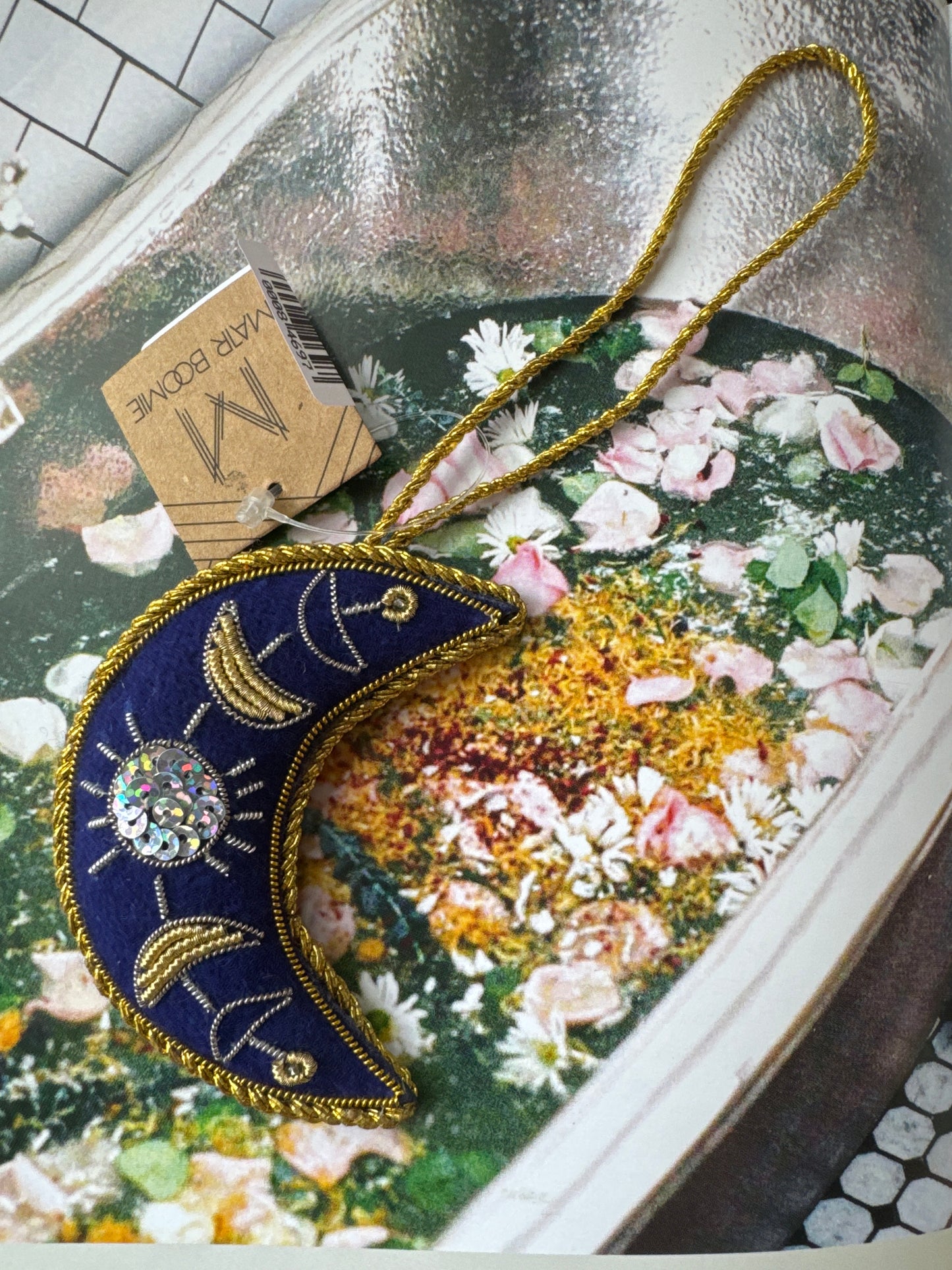 Larissa Plush Sun Moon Felt Ornament - Hand Embroidered - Moon Room Shop and Wellness