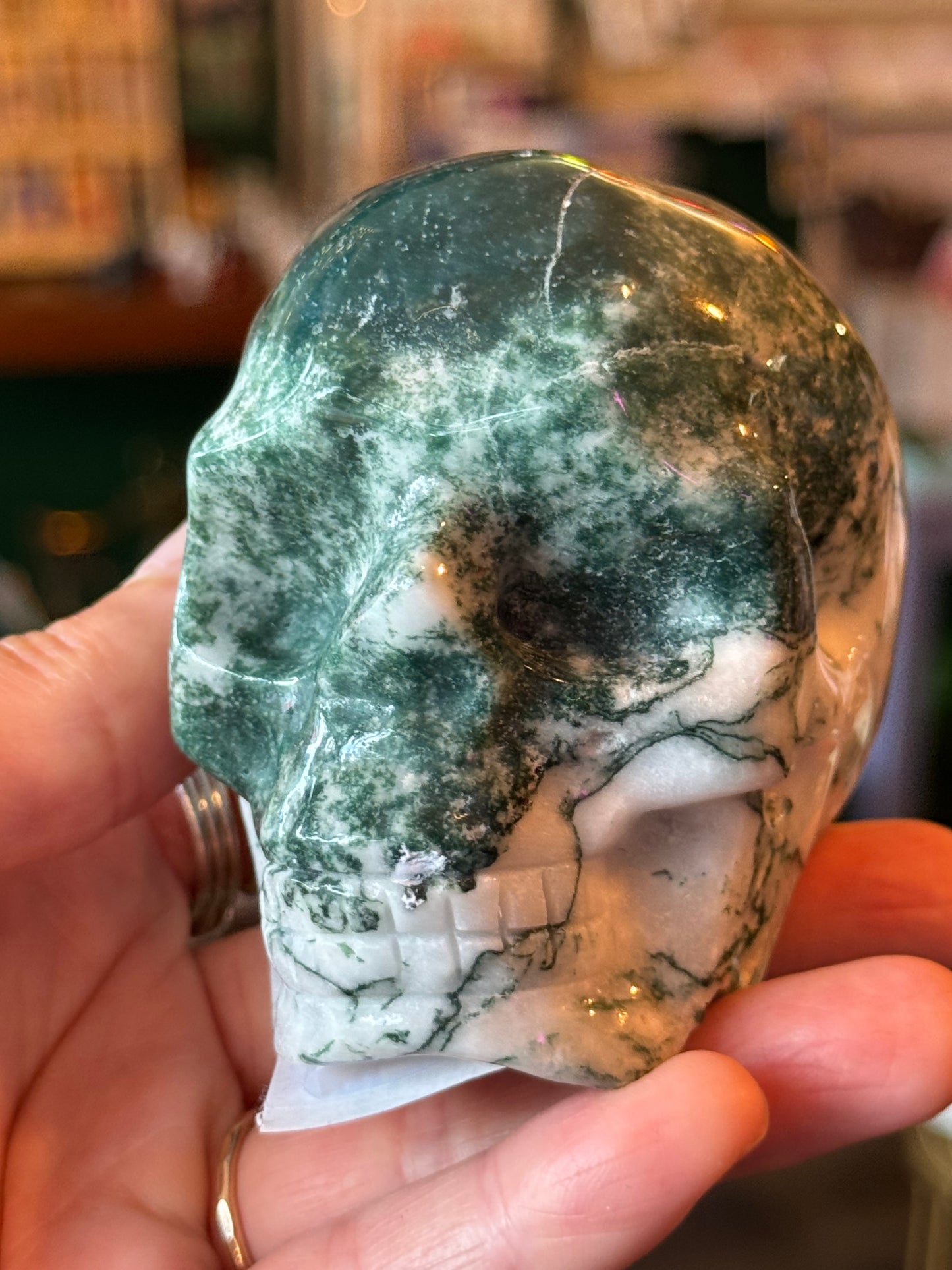 Moss Agate Skull- 394 g - China - Moon Room Shop and Wellness
