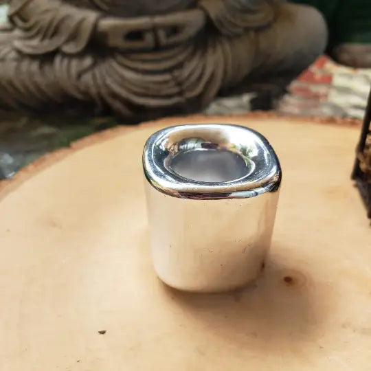 Ceramic Chime Candle Holder- Silver - Moon Room Shop and Wellness