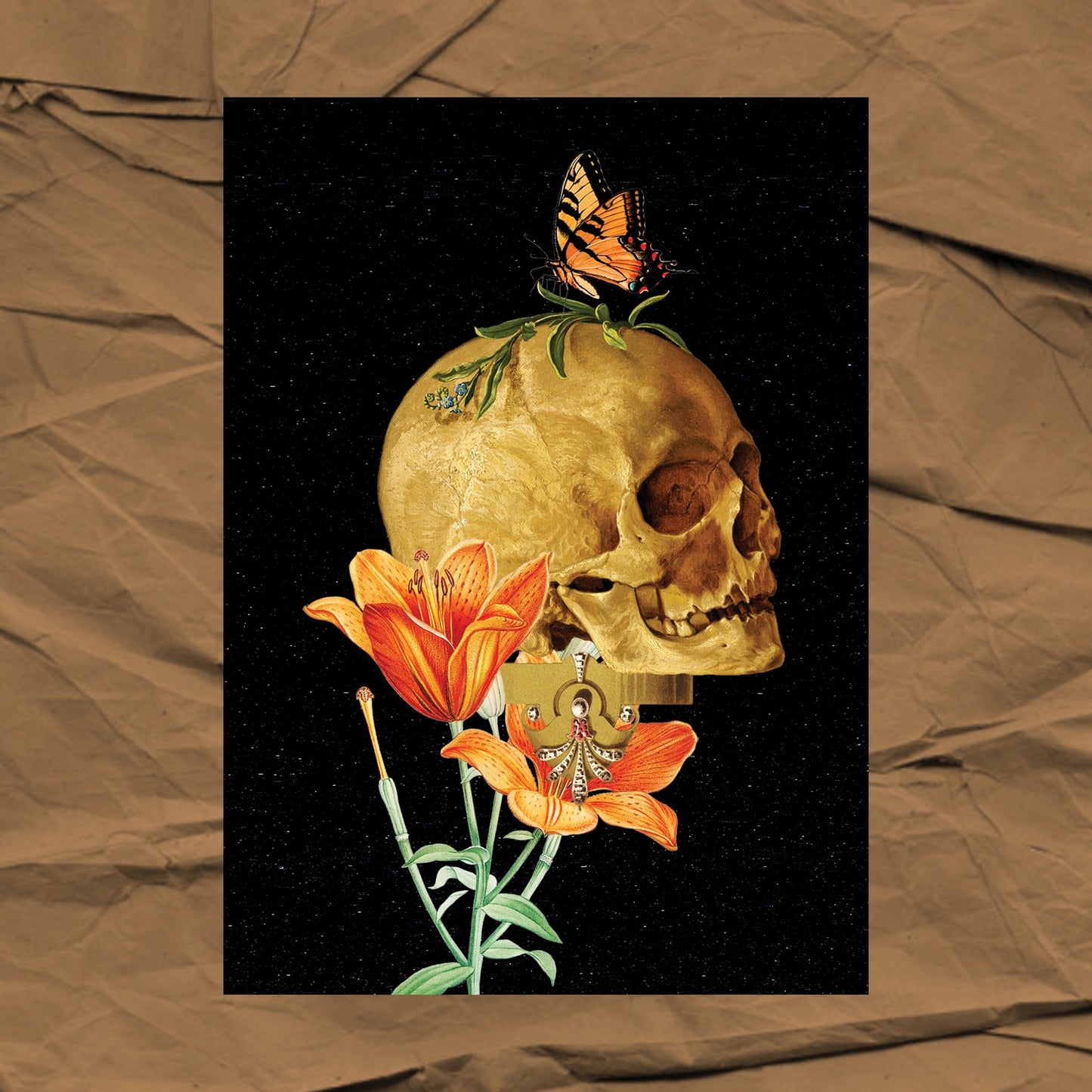 5"x7" Botanical Skull Art Print | Butterfly Witchy Esoteric - Moon Room Shop and Wellness