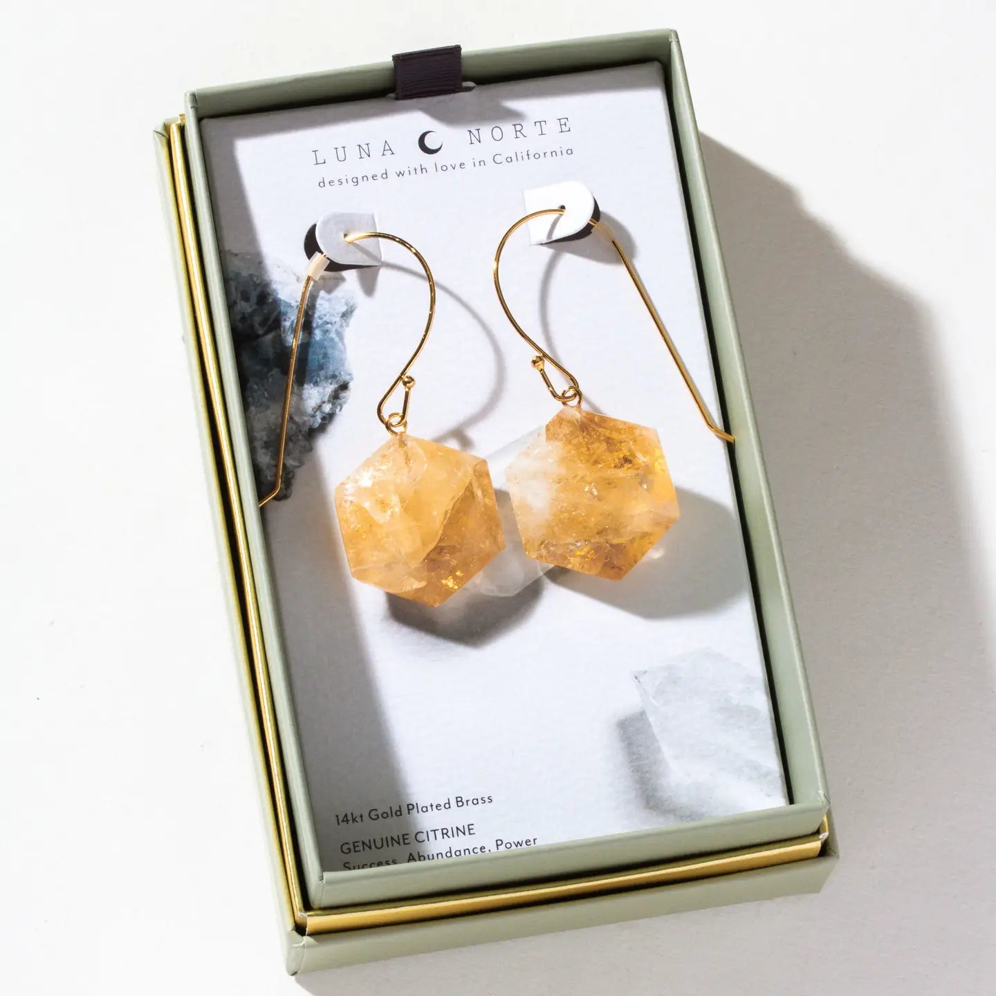 Citrine Impact Elongated Earring 14kt Gold Plated Brass