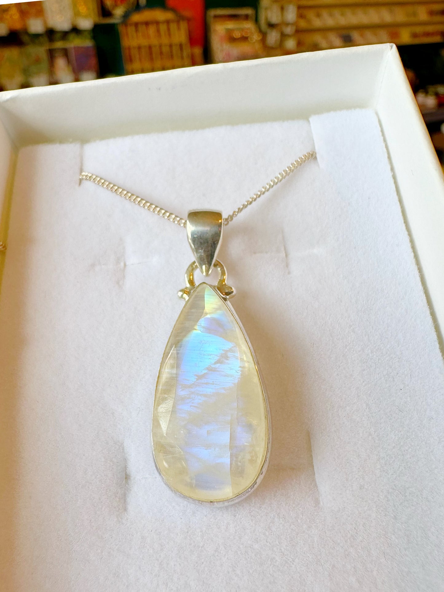 Moonstone Pendant on Sterling Silver Adjustable Chain - Moon Room Shop and Wellness