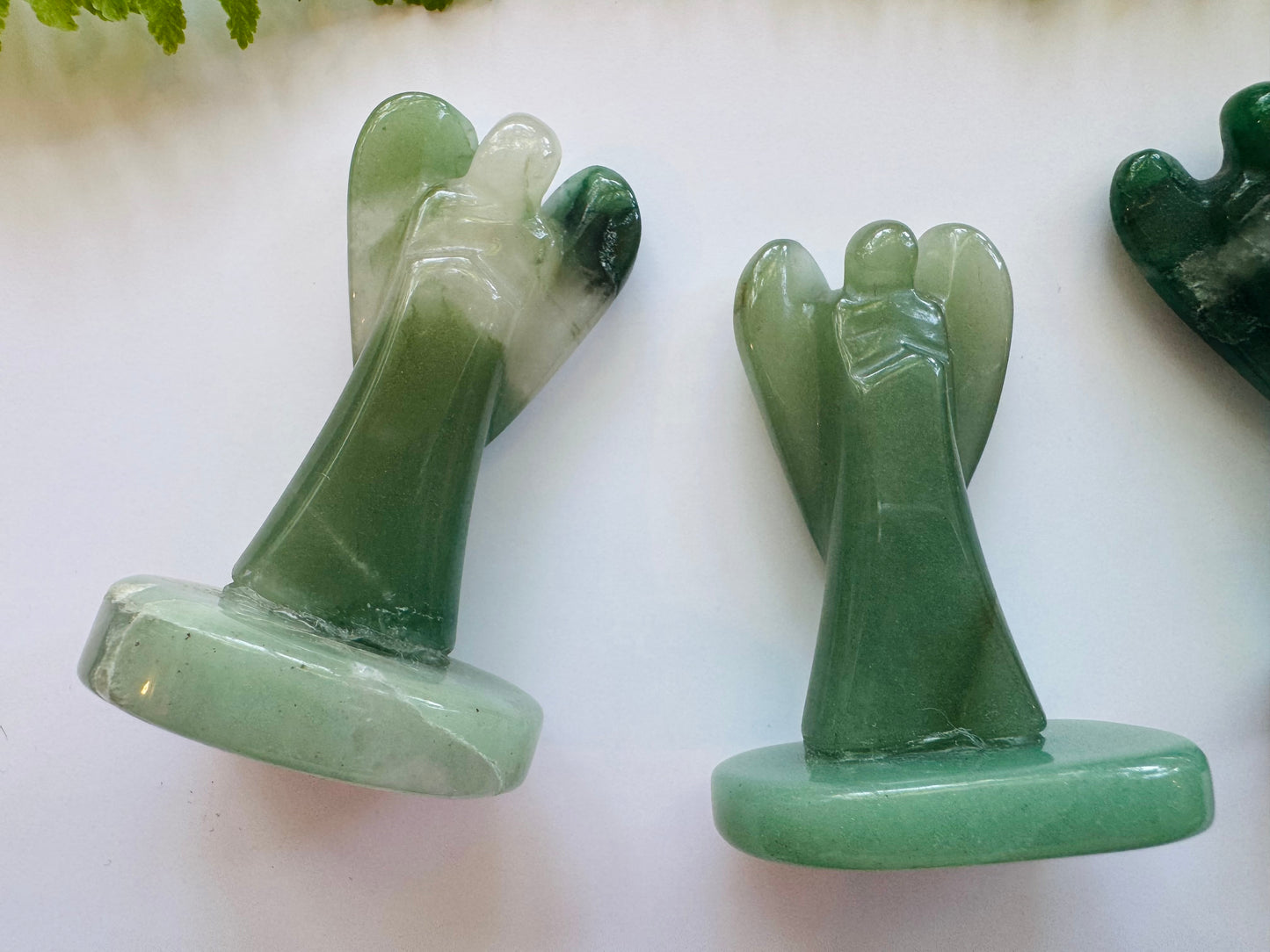 Green Aventurine + Quartz Angel w Base - Brazil - 2-2.5 inch - Moon Room Shop and Wellness