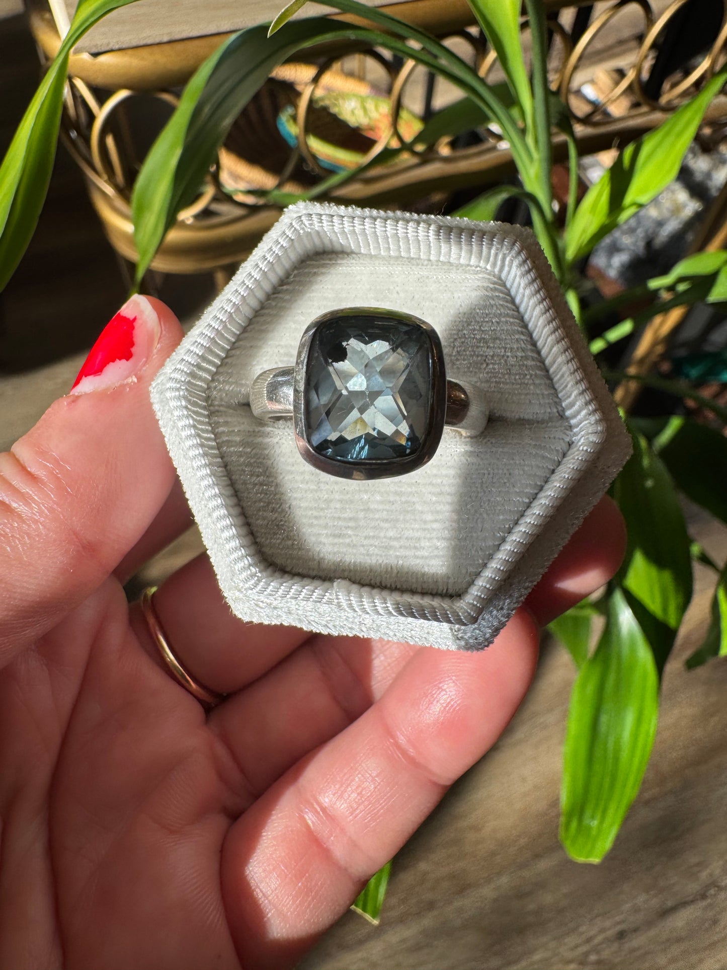 Blue Topaz Sterling Silver Ring Size 9.75 - Moon Room Shop and Wellness