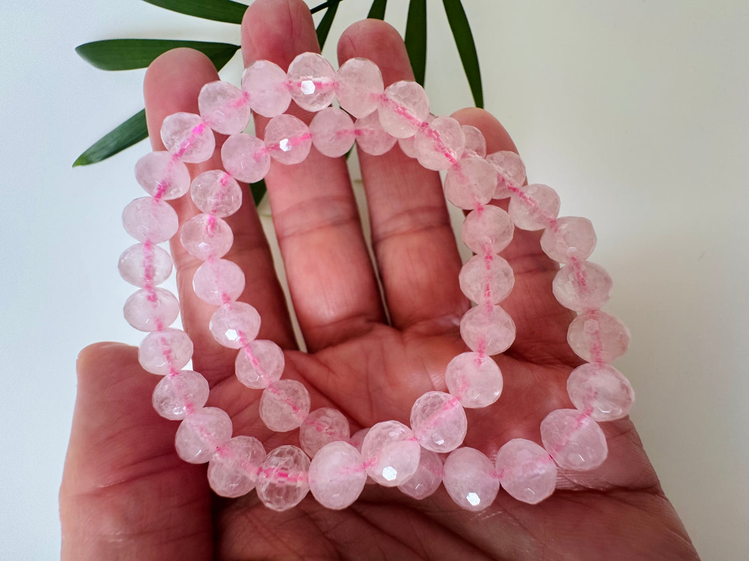 Natural Rose Quartz Faceted Stretch Bracelet  8mm - Moon Room Shop and Wellness