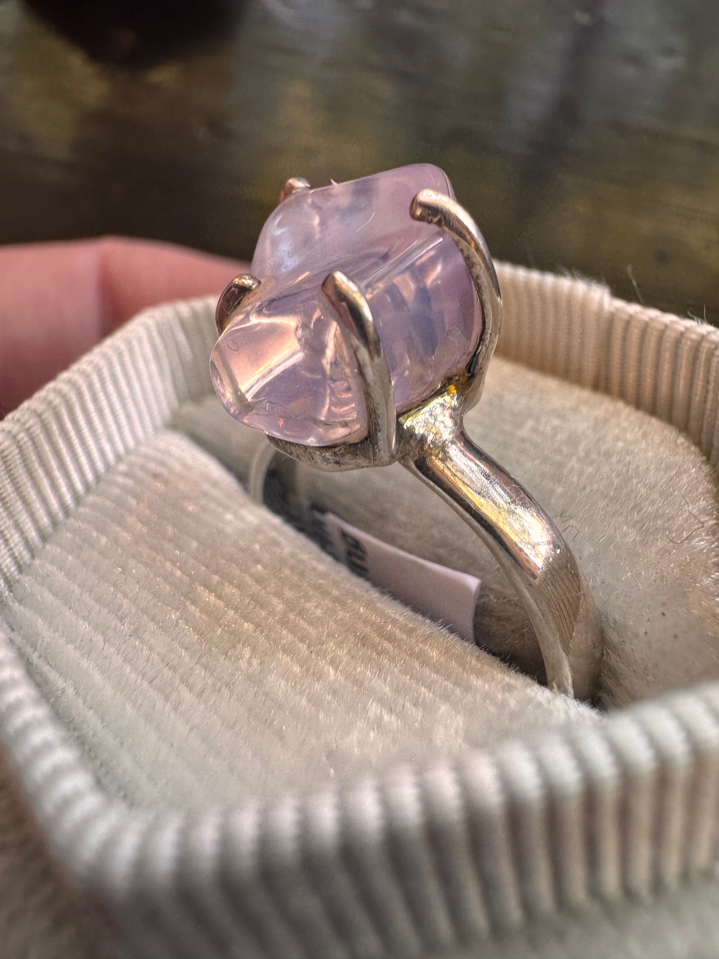 Lavender Quartz Raw Sterling SIlver Ring Size 9