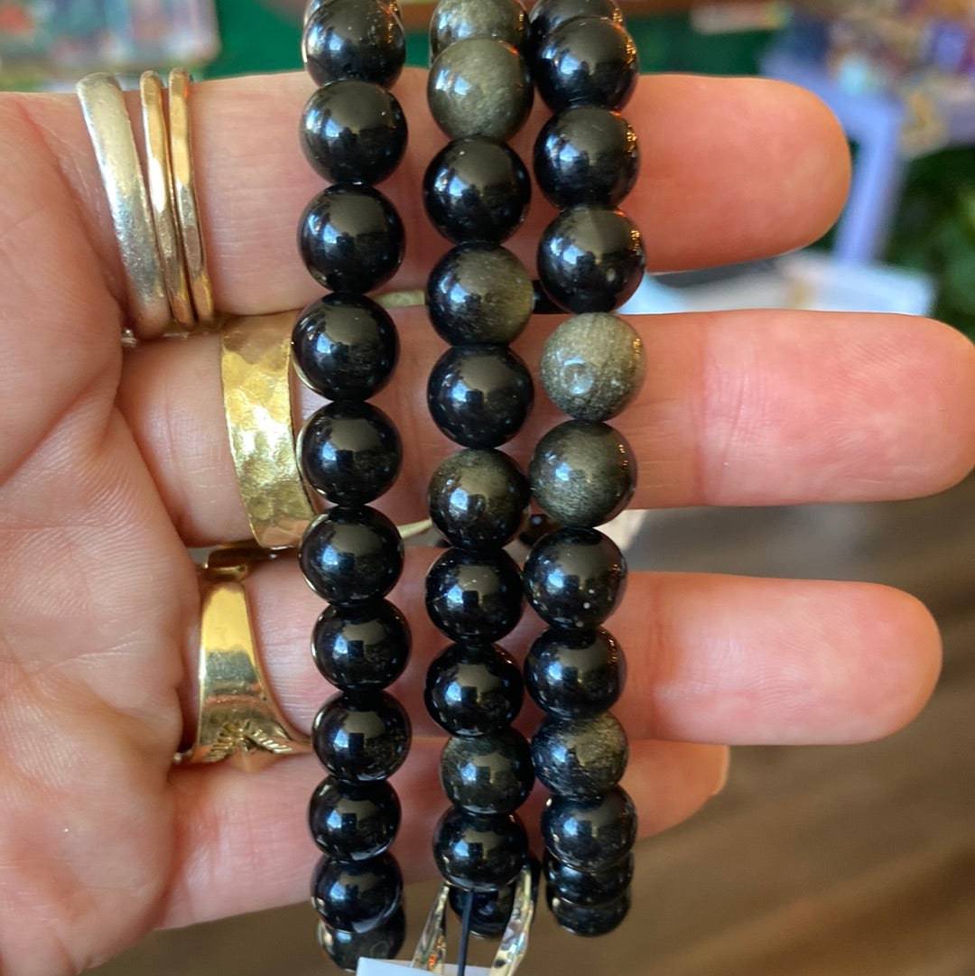 Golden Sheen Obsidian Stretch Bracelet 8mm - Moon Room Shop and Wellness
