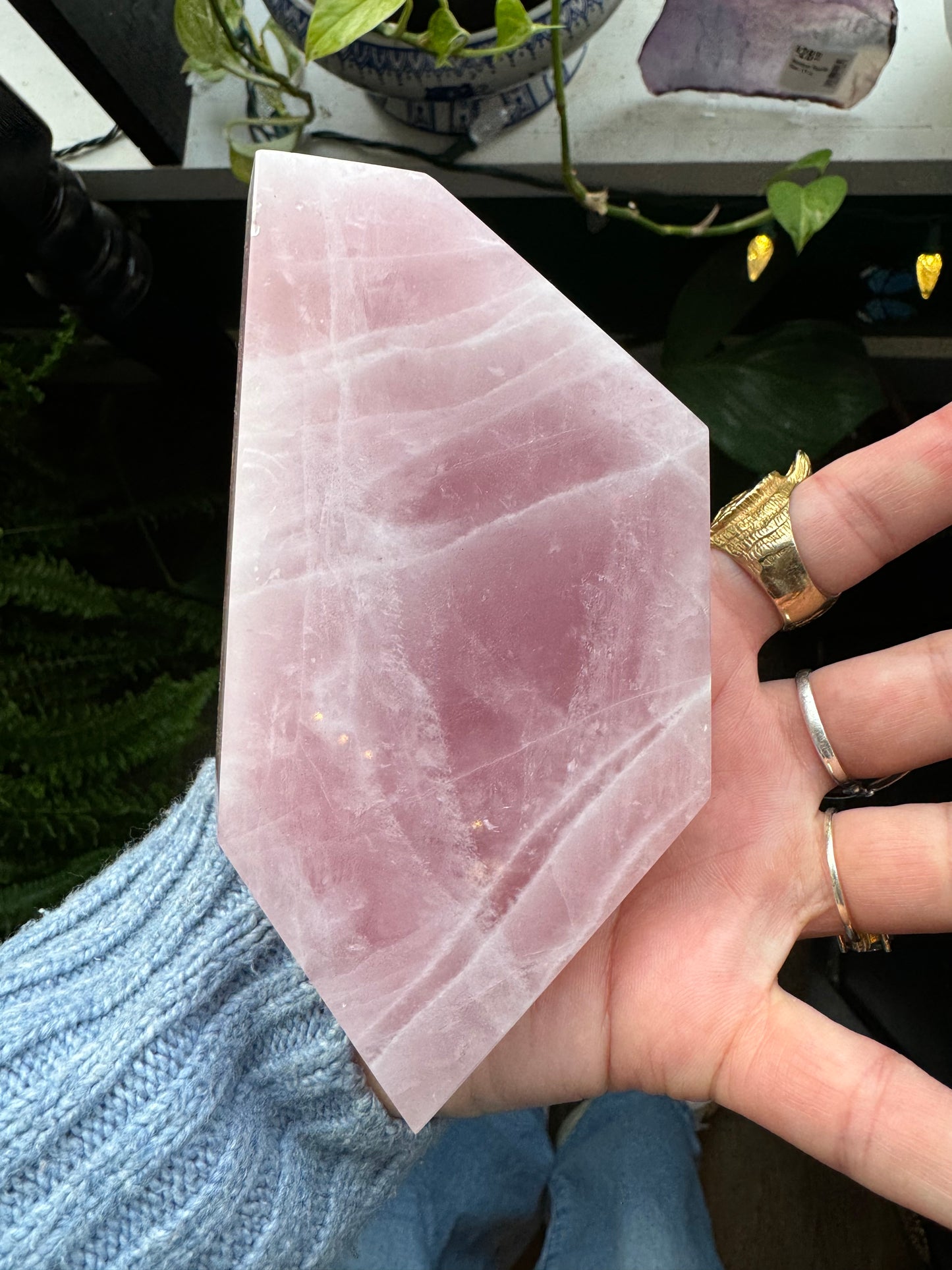 Rose Quartz Polished Slab/Tray/Plate 328 g - Moon Room Shop and Wellness