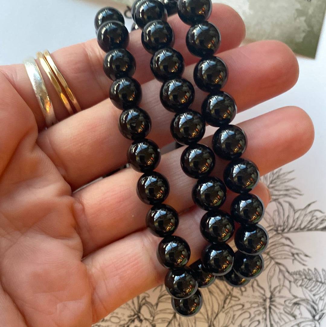 Black Tourmaline Stretch Bracelet 8 mm- Moon Room Shop and Wellness