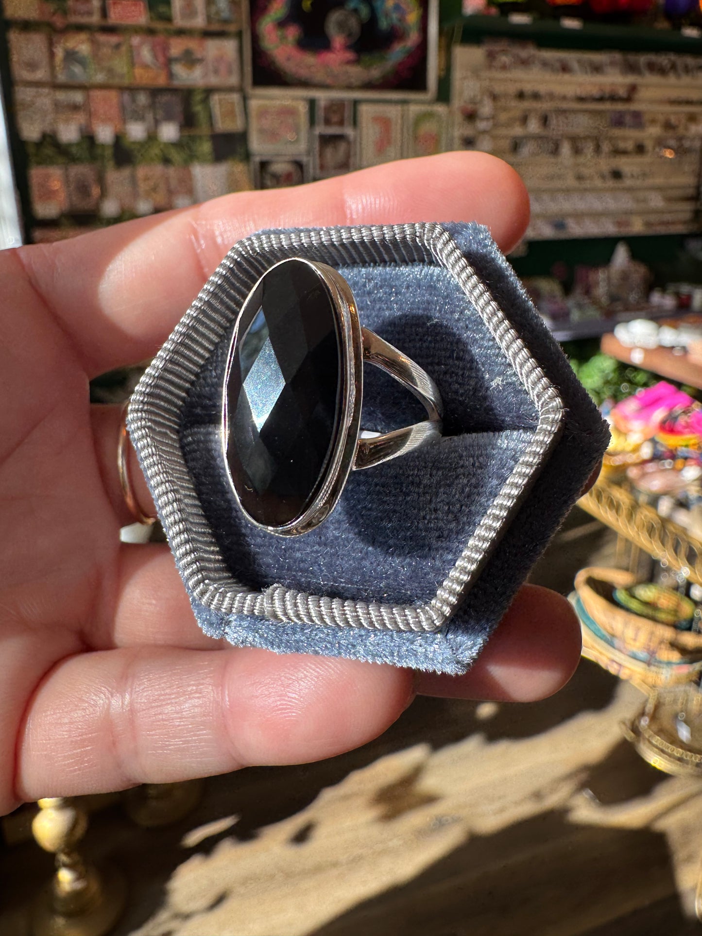 Black Obsidian Sterling Silver Ring Size 7 - Moon Room Shop and Wellness