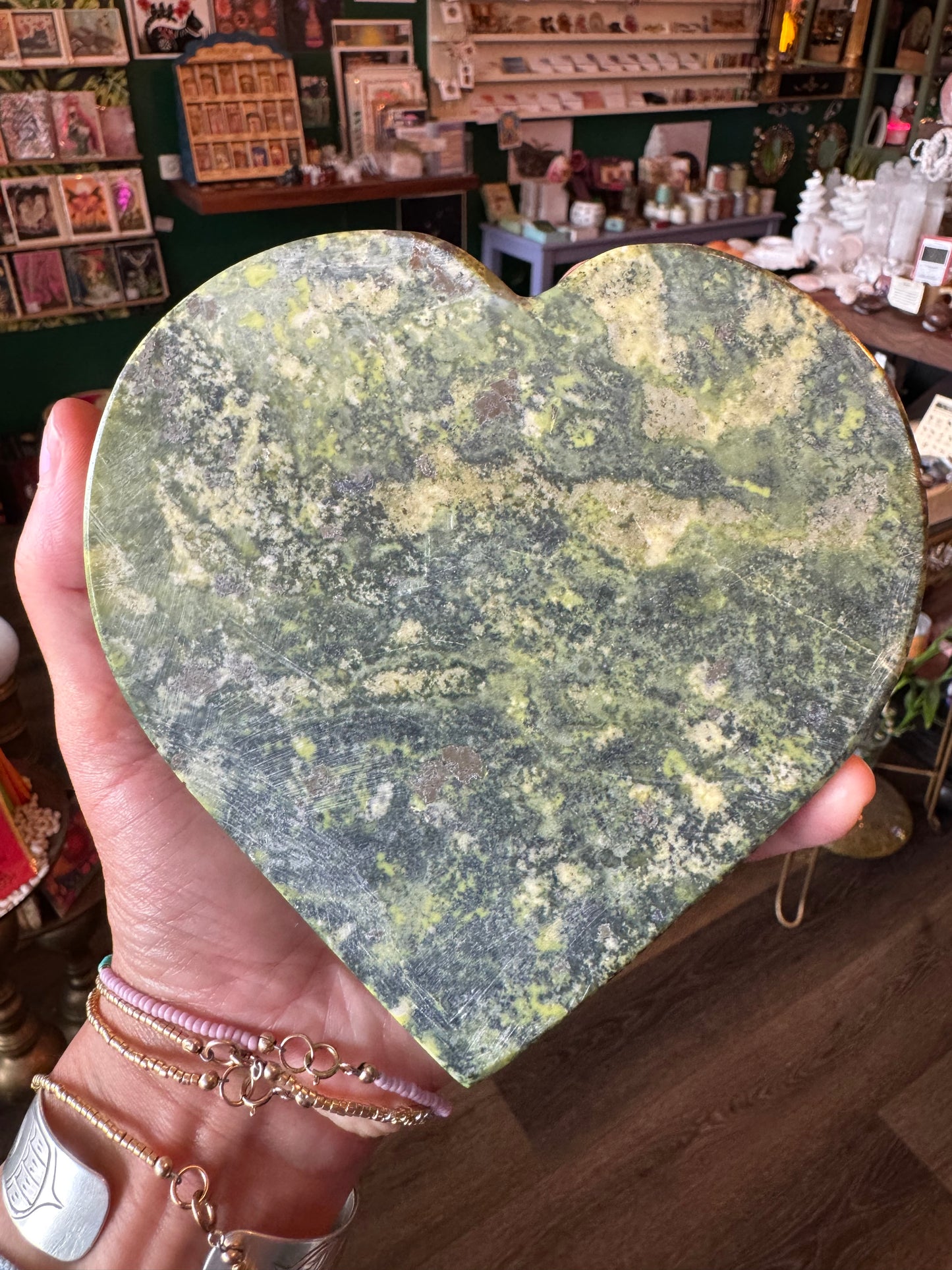 Serpentine with Pyrite Heart 2.47 lb- Mexico- Beauty! - Moon Room Shop and Wellness
