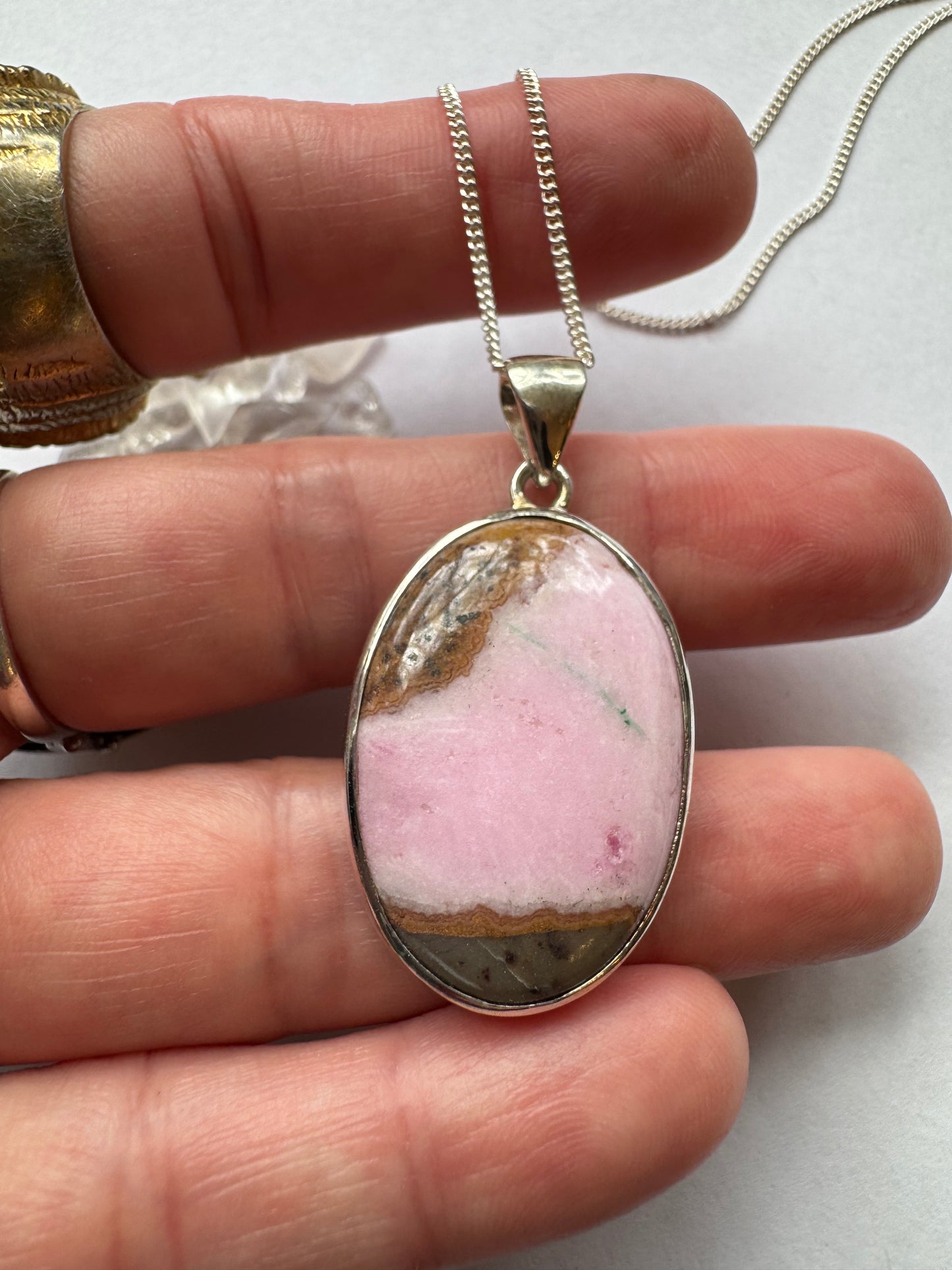 Cobaltoan Calcite Pendant on Sterling Silver Adjustable Chain - Moon Room Shop and Wellness