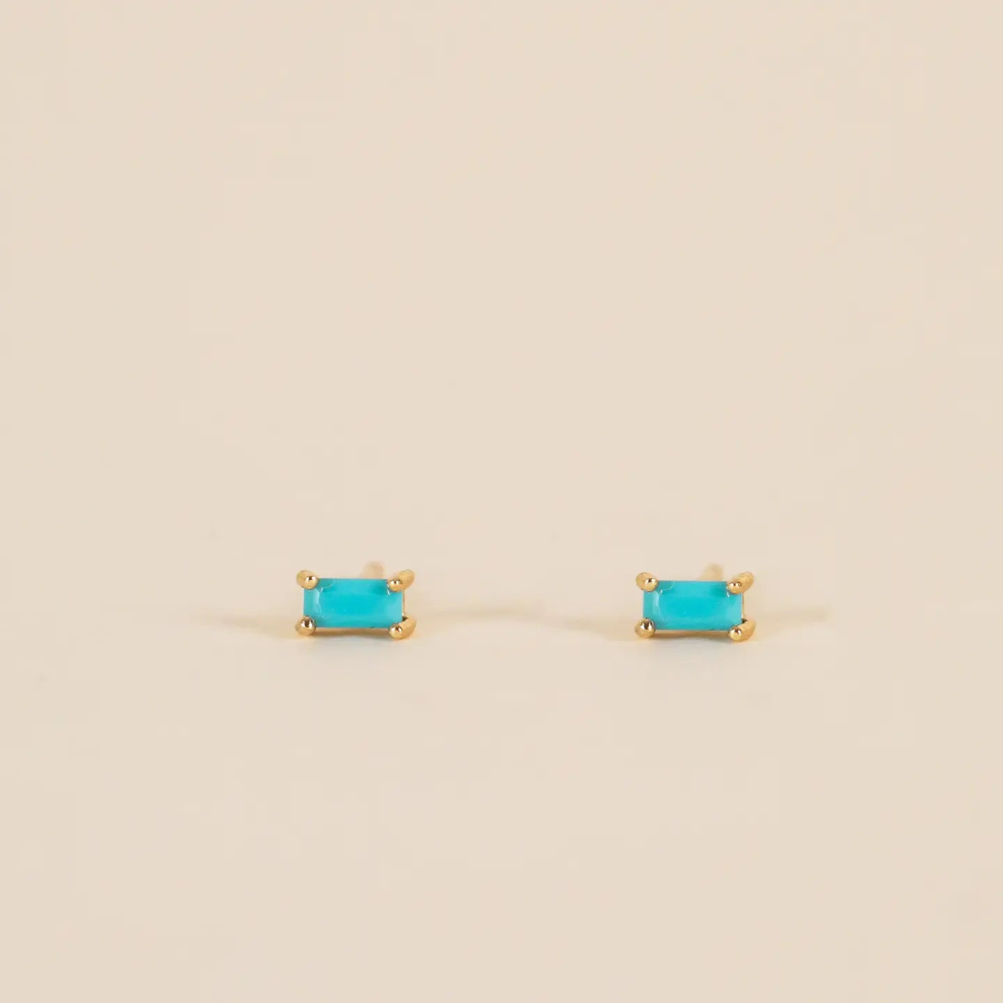 Turquoise Baguette 18kt Gold Plated Sterling Silver Earrings - Moon Room Shop and Wellness