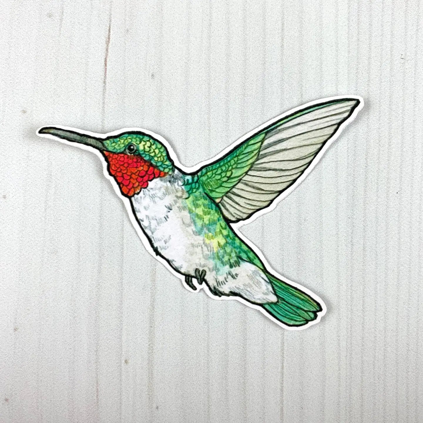 Ruby Throated Hummingbird Vinyl Sticker