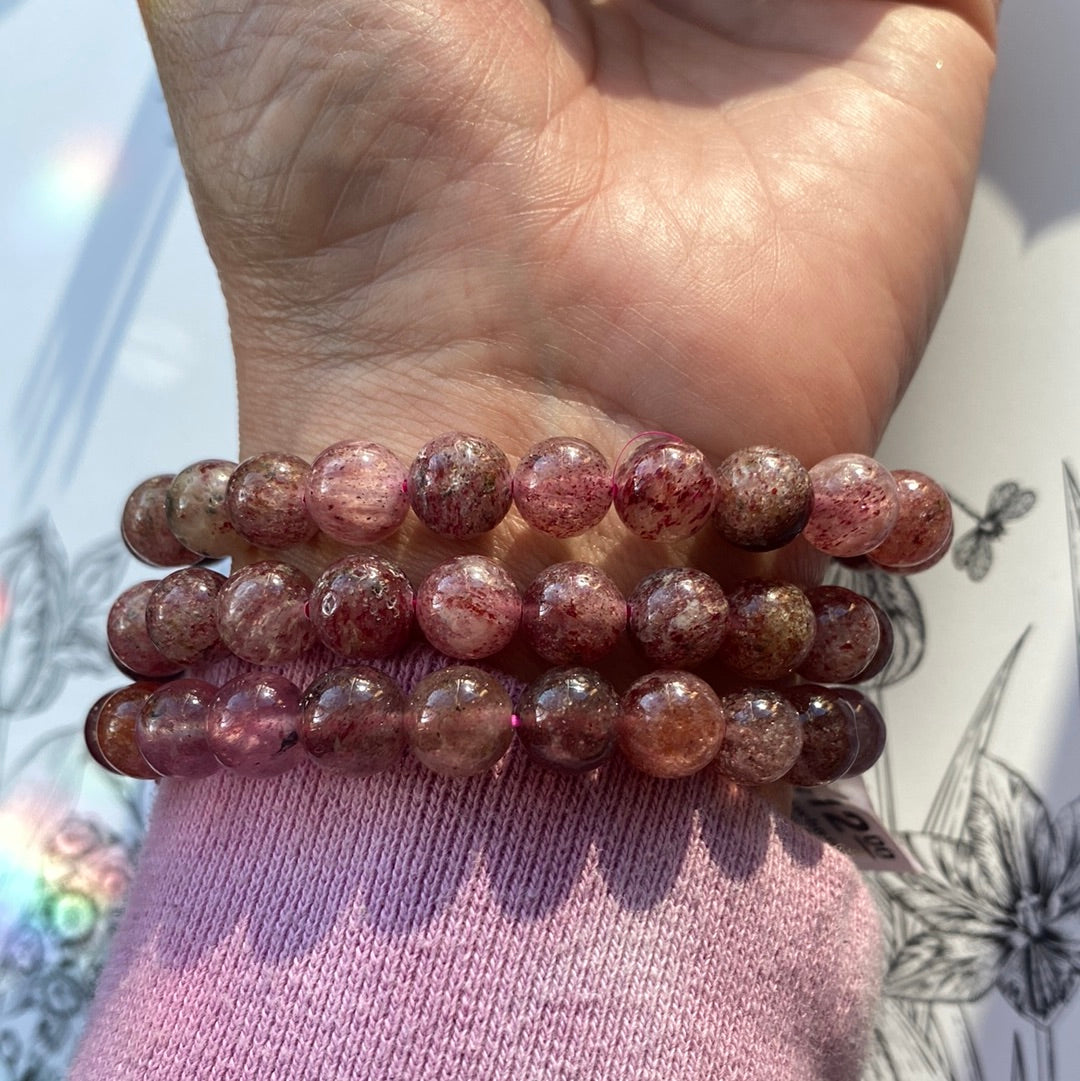 Strawberry Quartz Stretch Bracelet 8mm - Moon Room Shop and Wellness